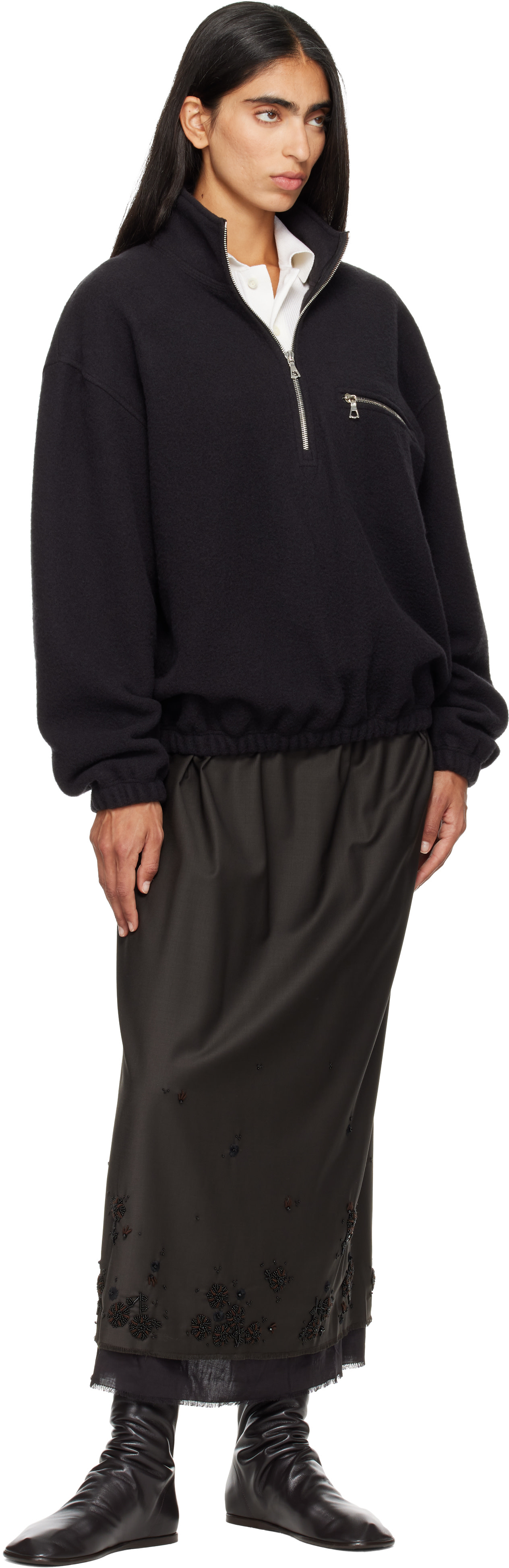 Rier - Pull noir en molleton