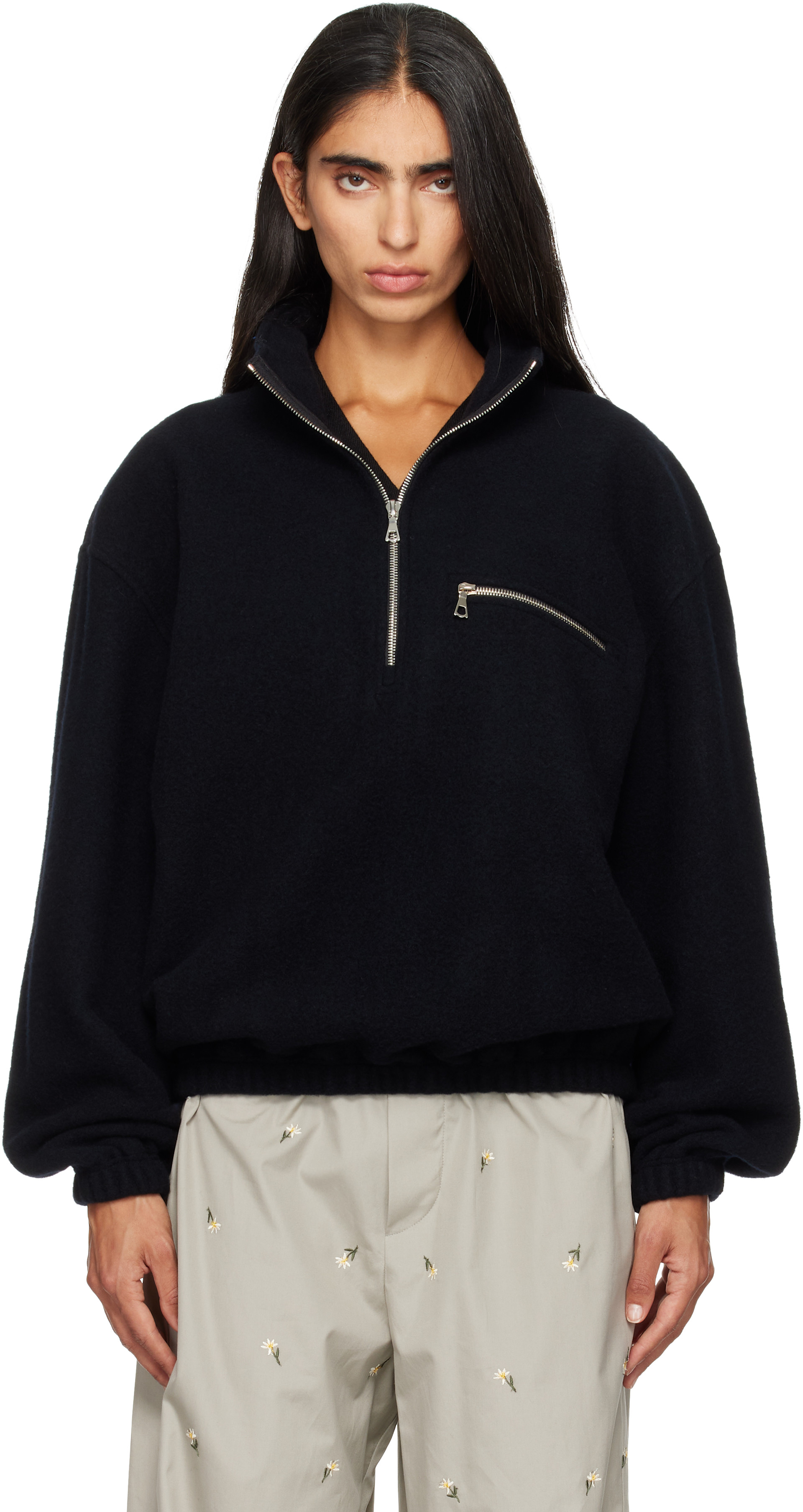 Rier - Pull noir en molleton