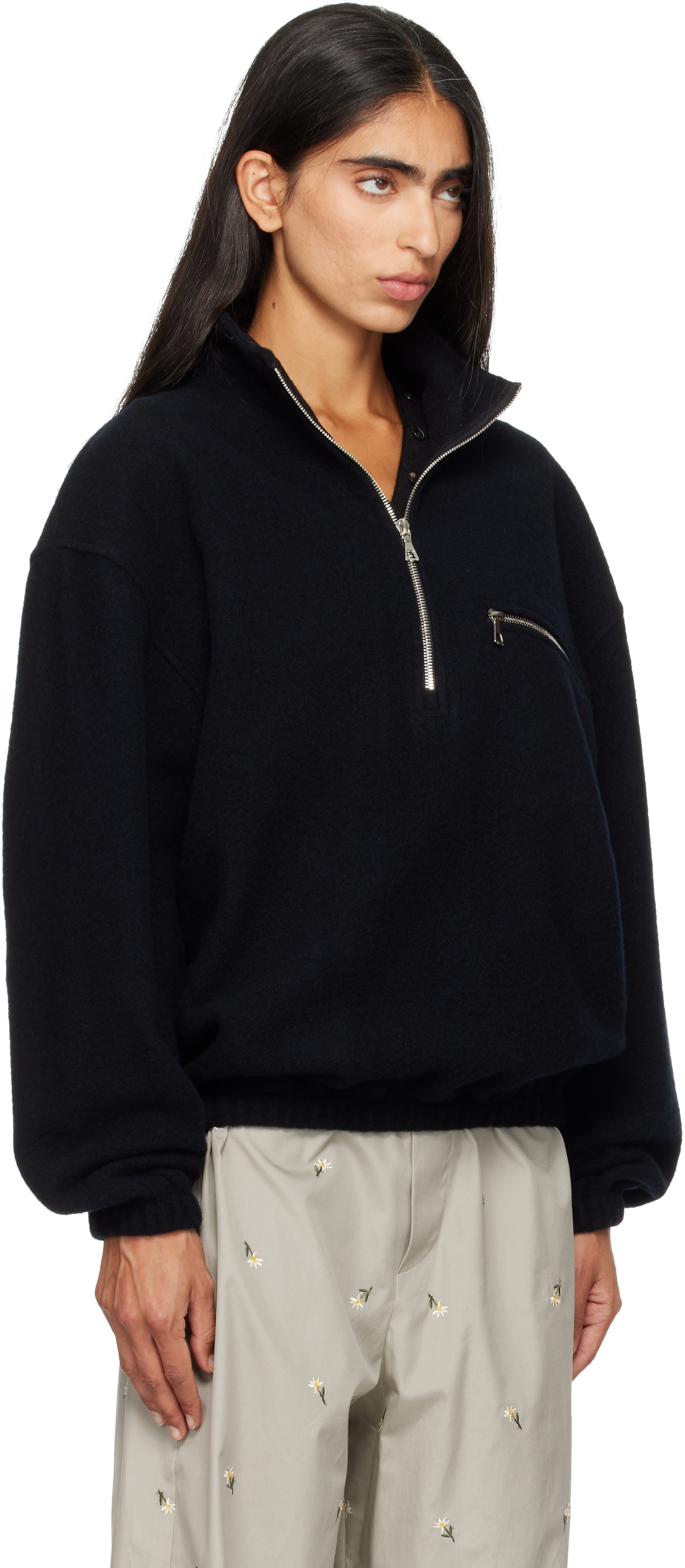 Rier - Pull noir en molleton