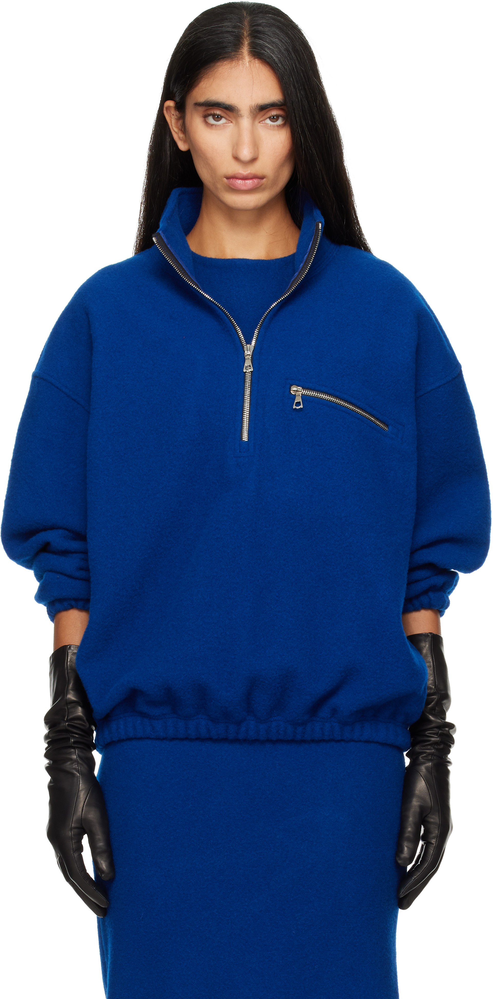 Rier - Pull molletonné bleu marine