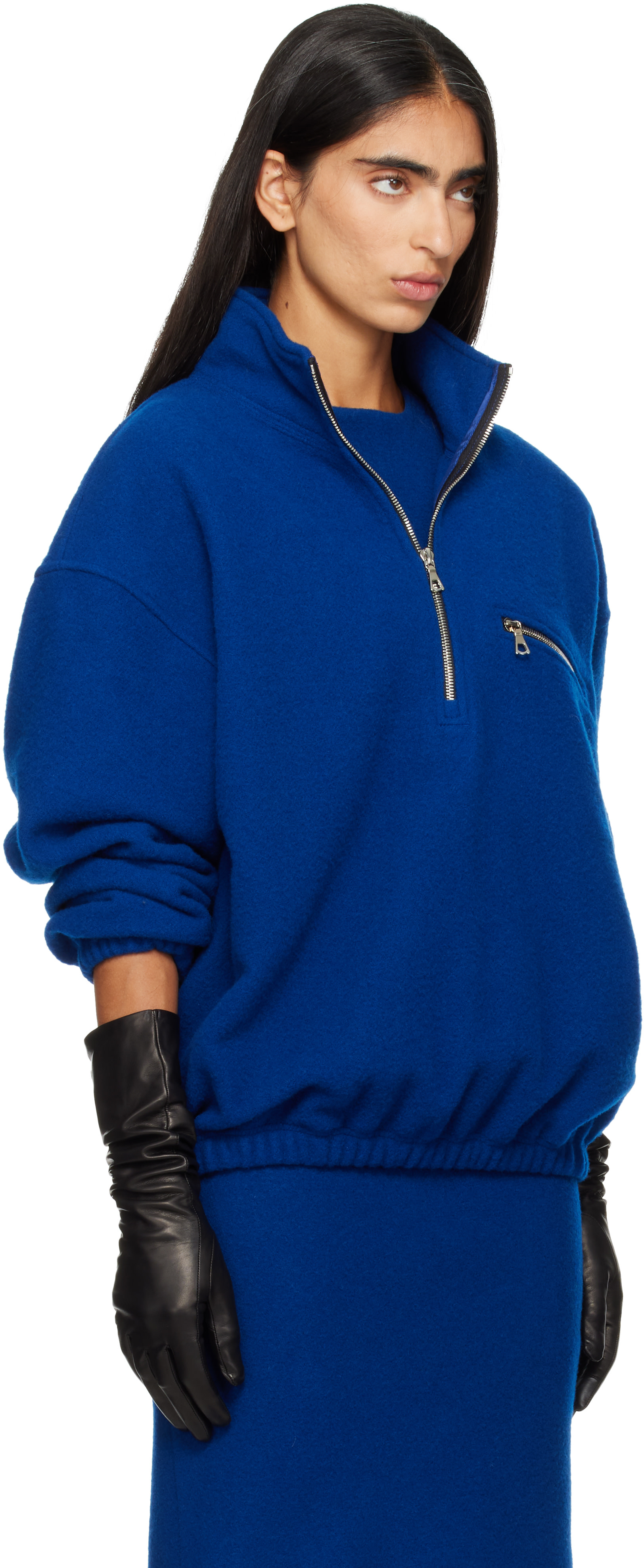 Rier - Pull molletonné bleu marine
