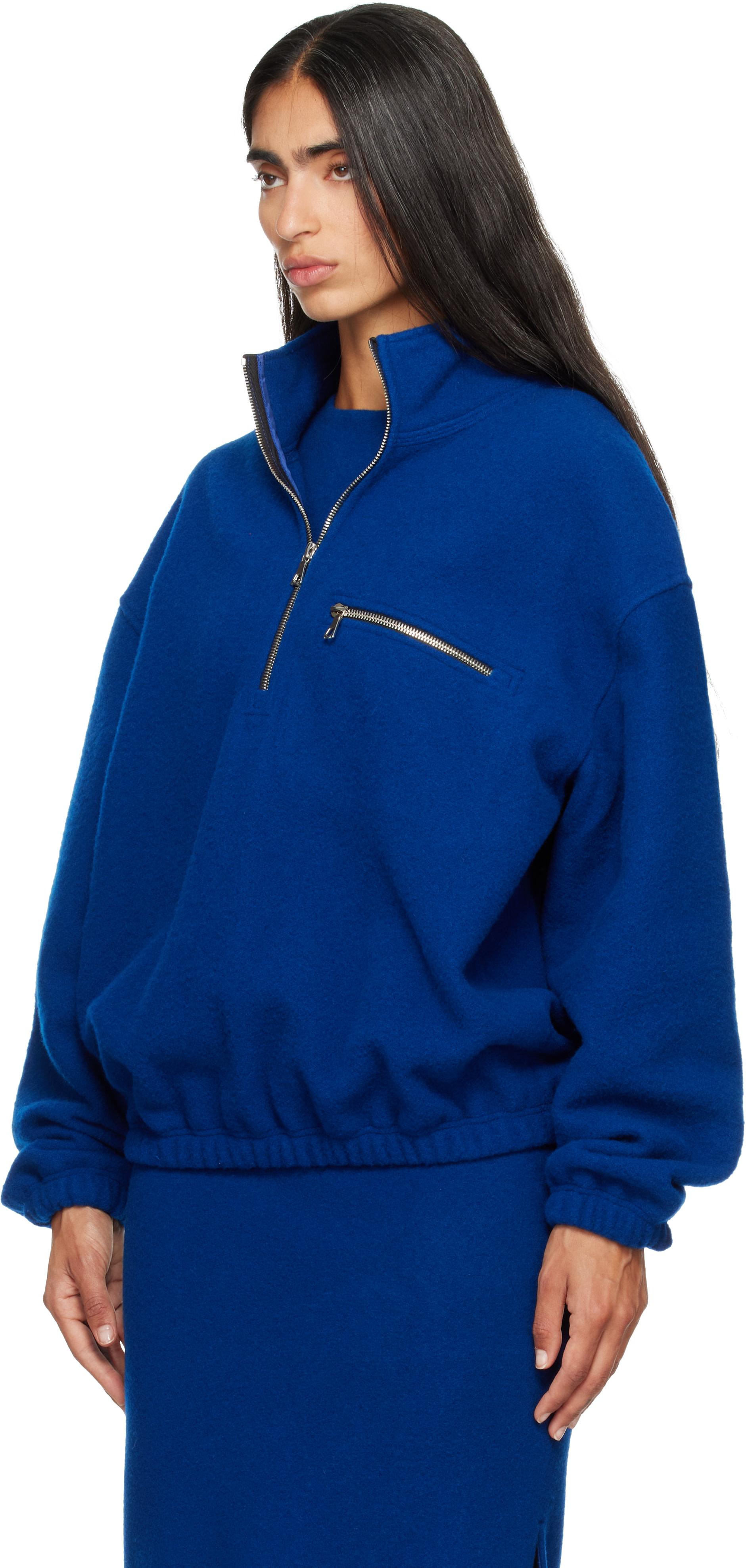 Rier - Pull molletonné bleu marine