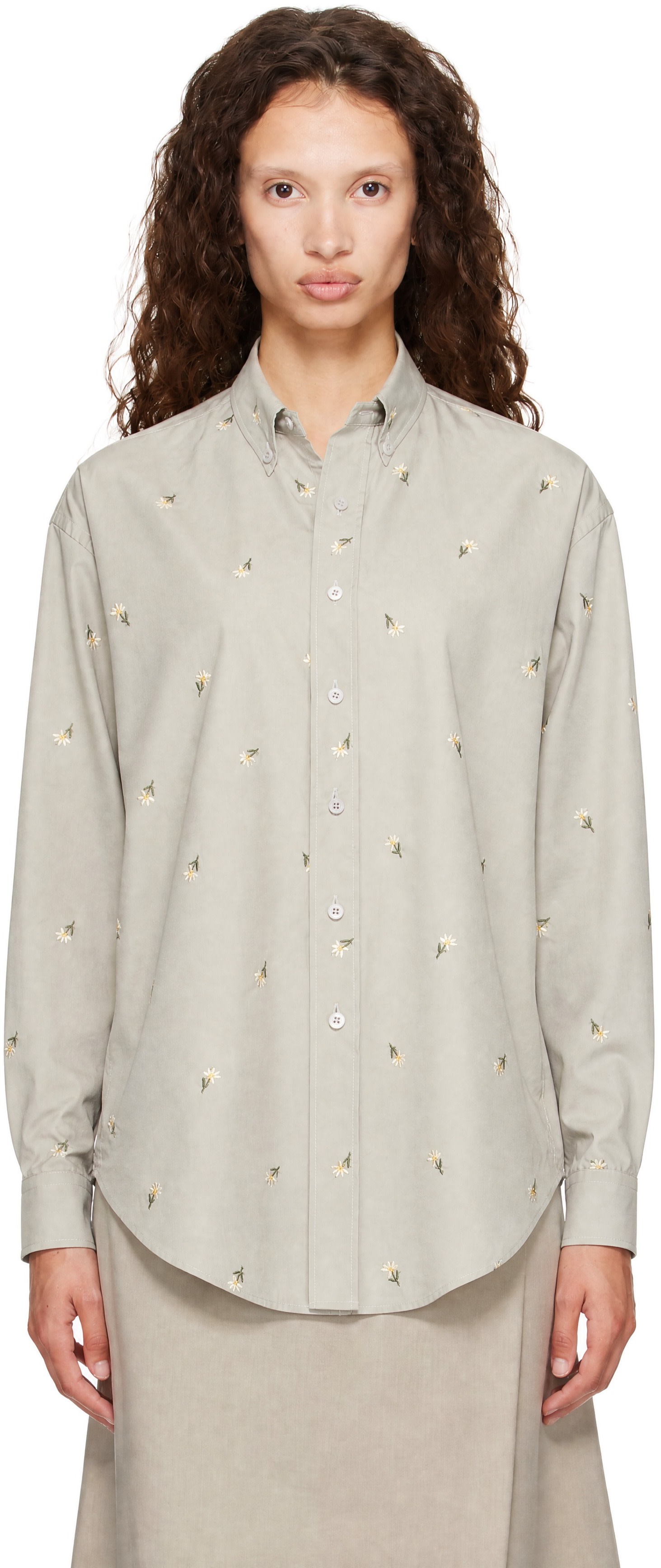 Rier - Chemise grise à motif fleuri