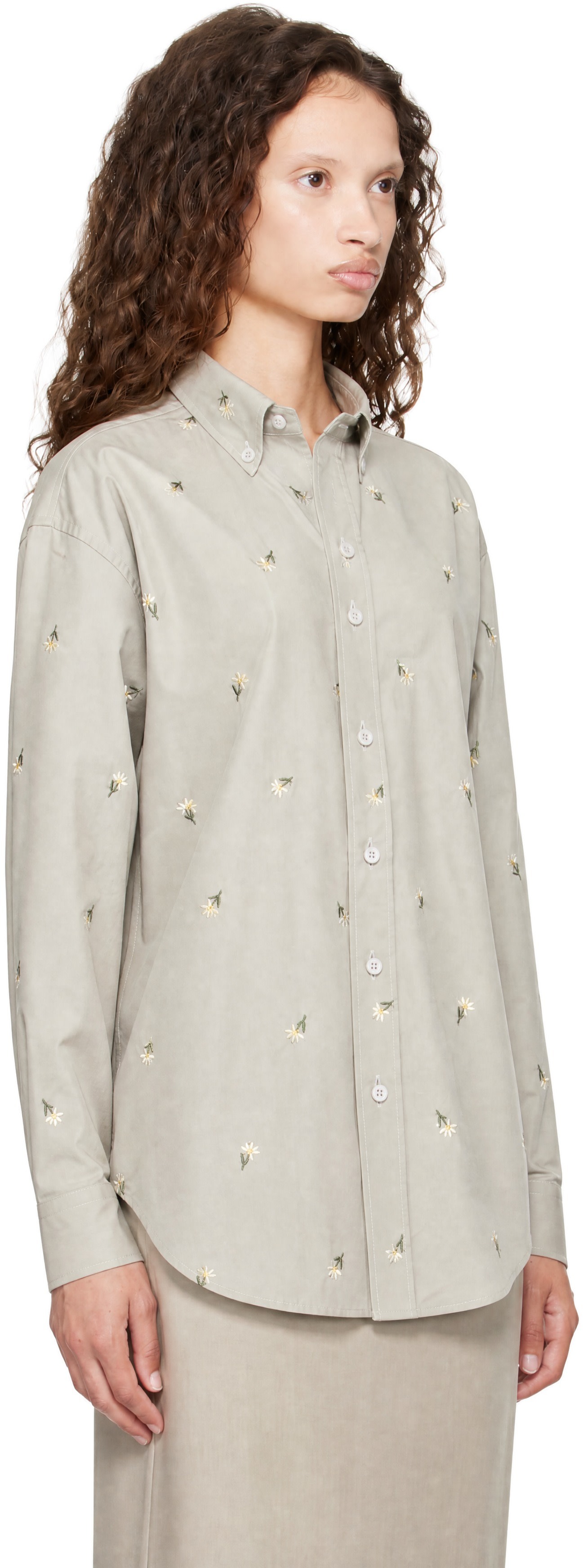 Rier - Chemise grise à motif fleuri