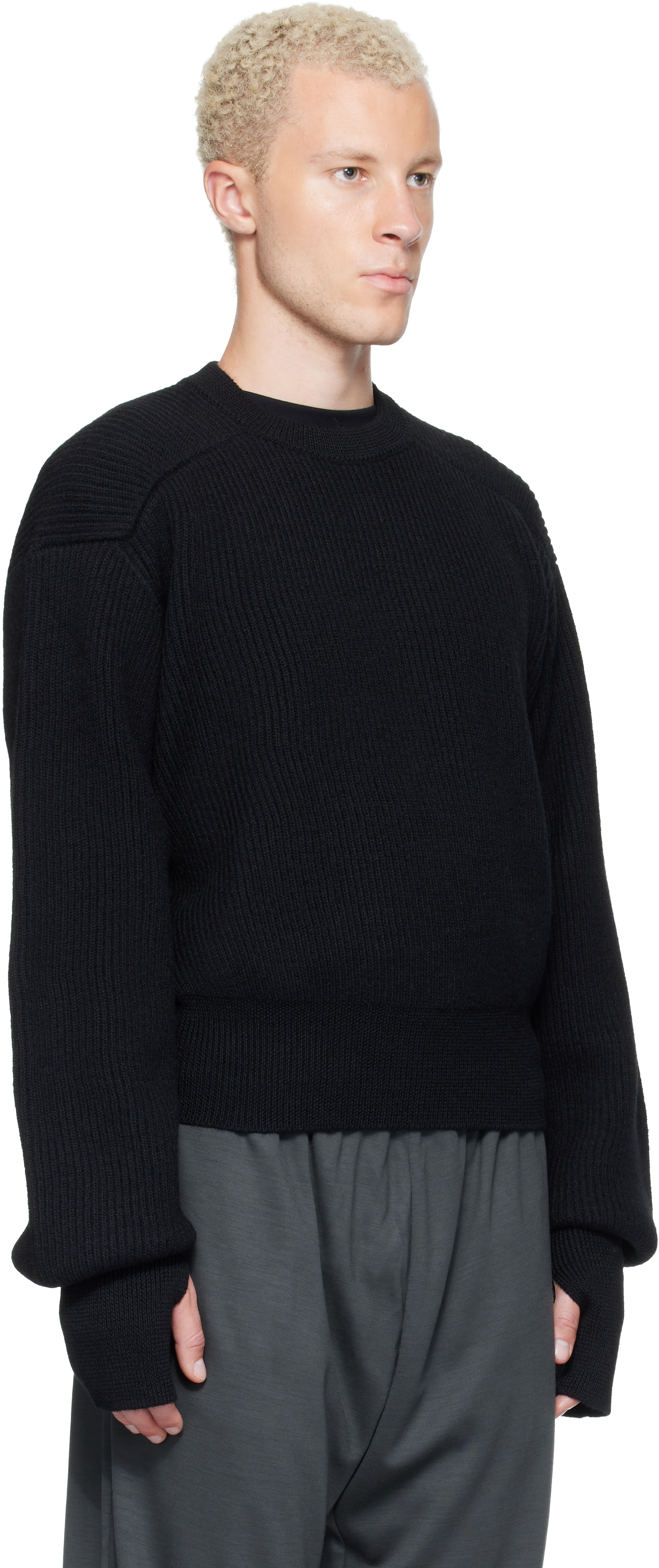 Rier - Black Roundneck Utility Sweater