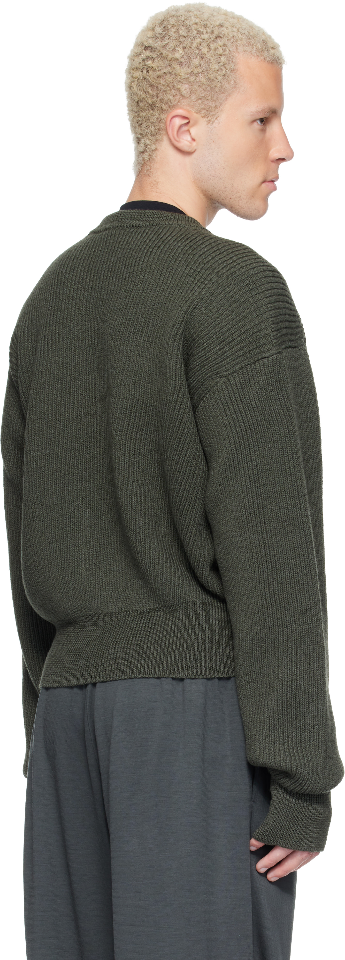 Rier - Green Roundneck Zip Utility Sweater