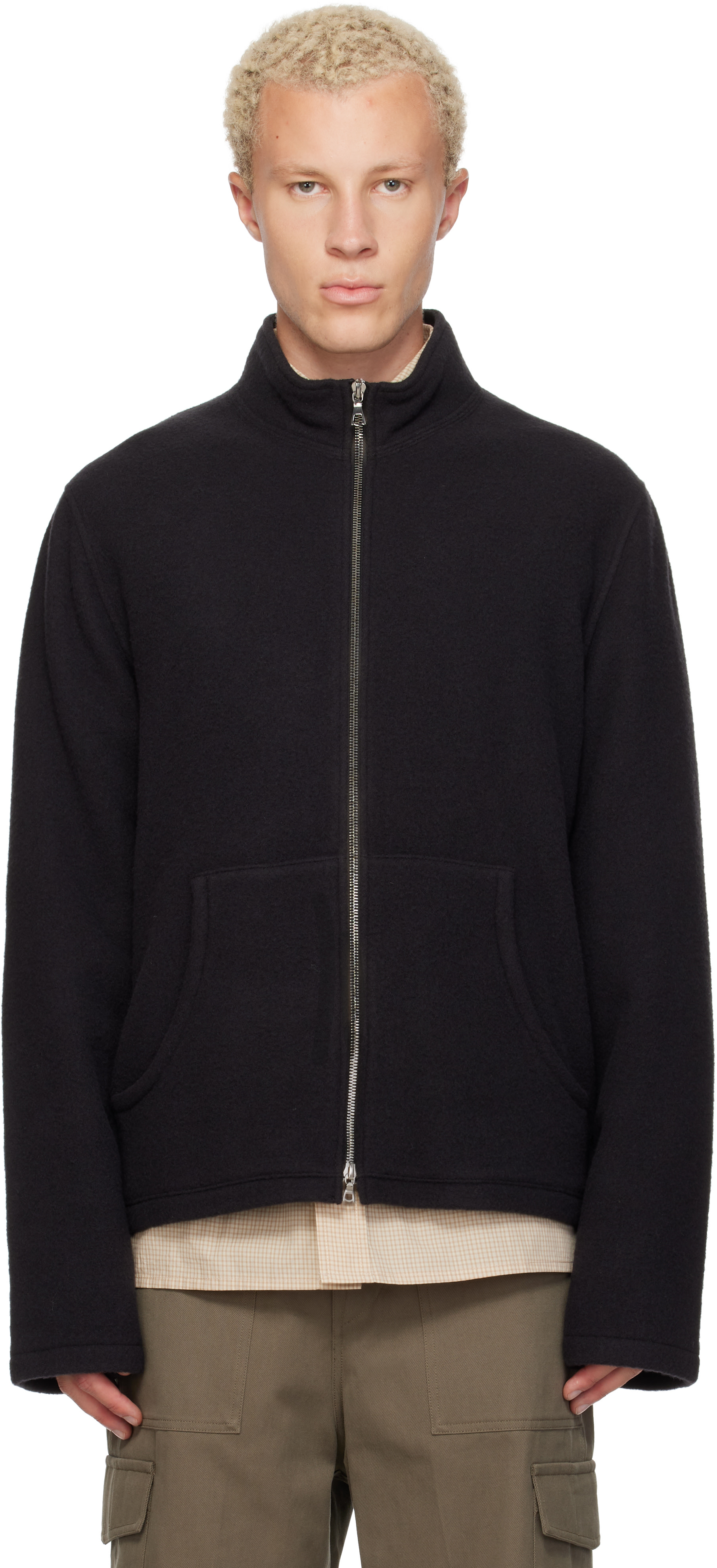 Rier - Pull noir en molleton à glissière