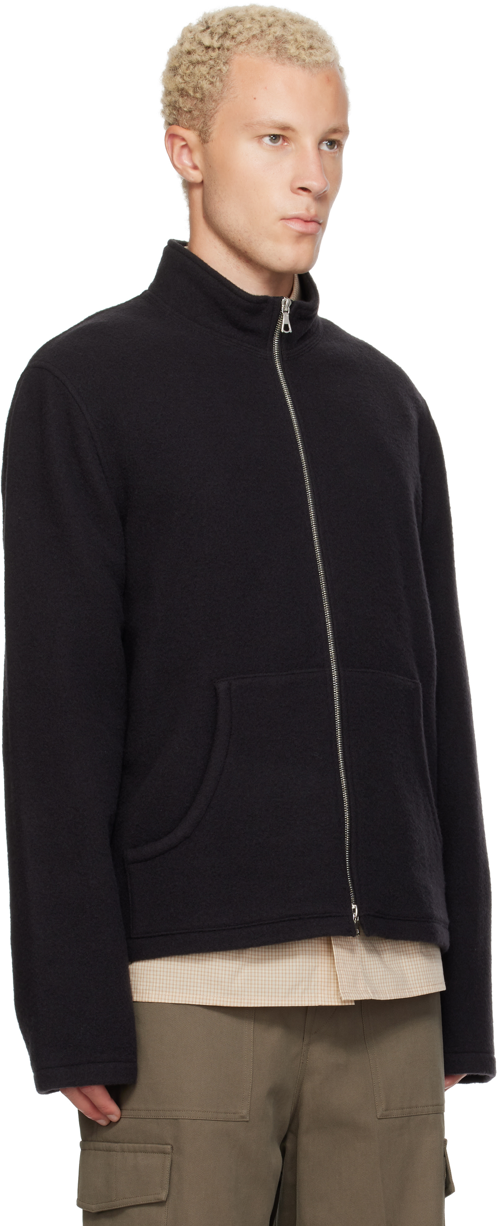 Rier - Pull noir en molleton à glissière