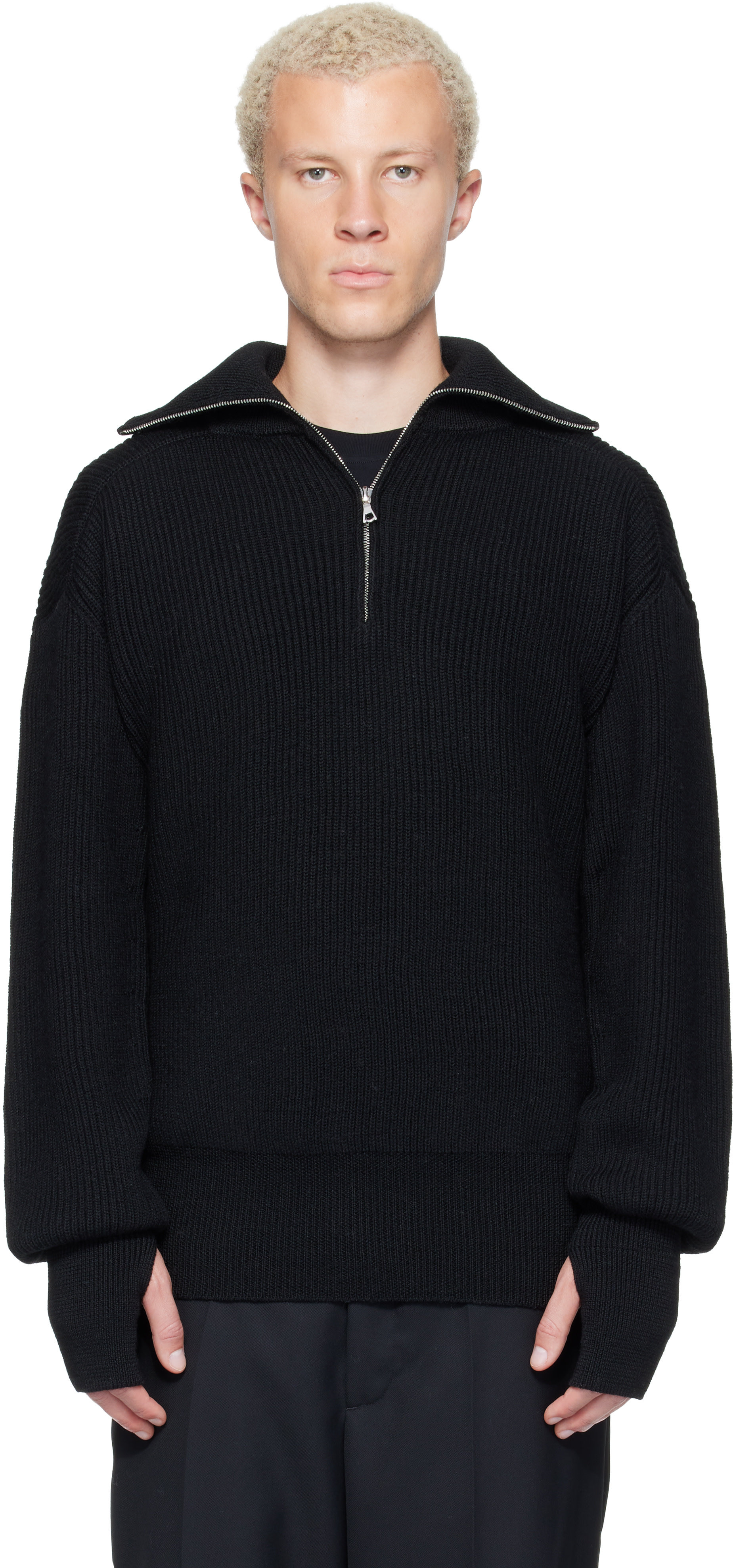 Rier - Pull utilitaire noir à demi-glissière