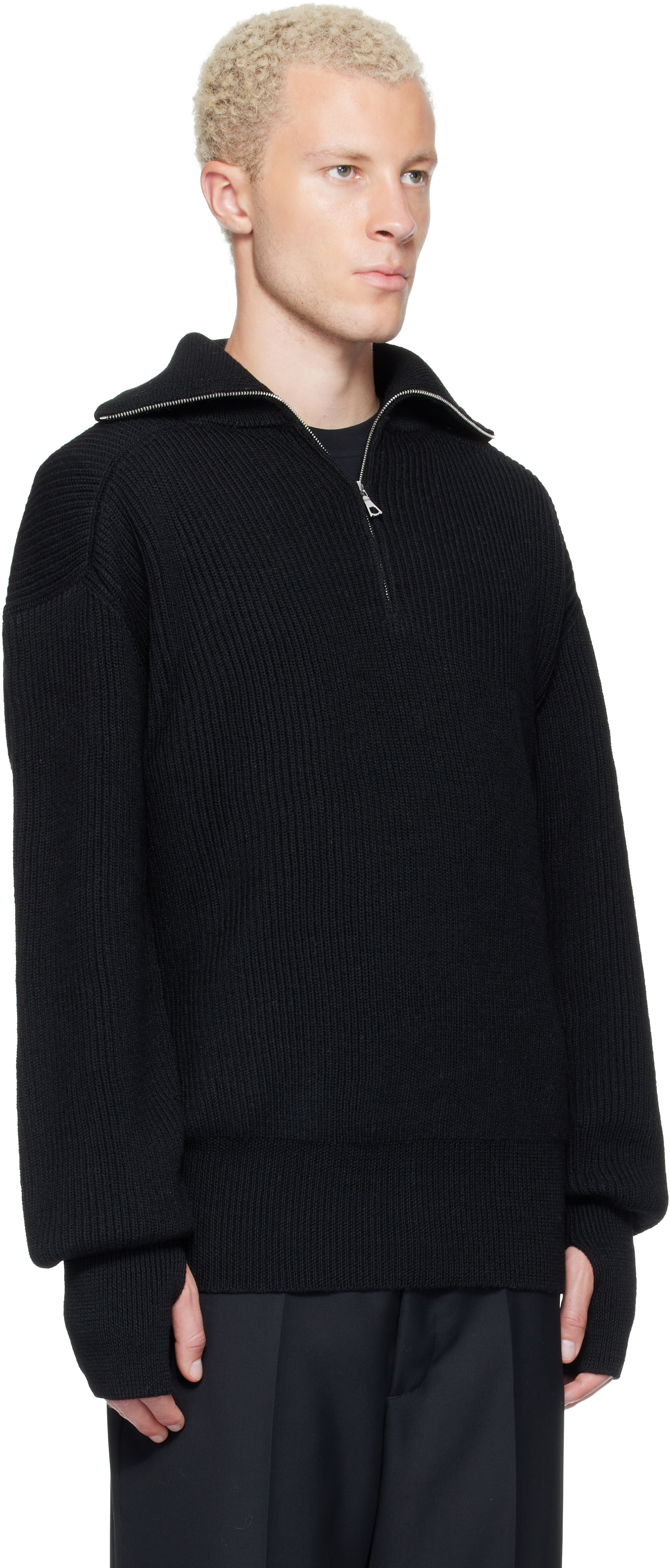 Rier - Black Halfzip Utility Sweater