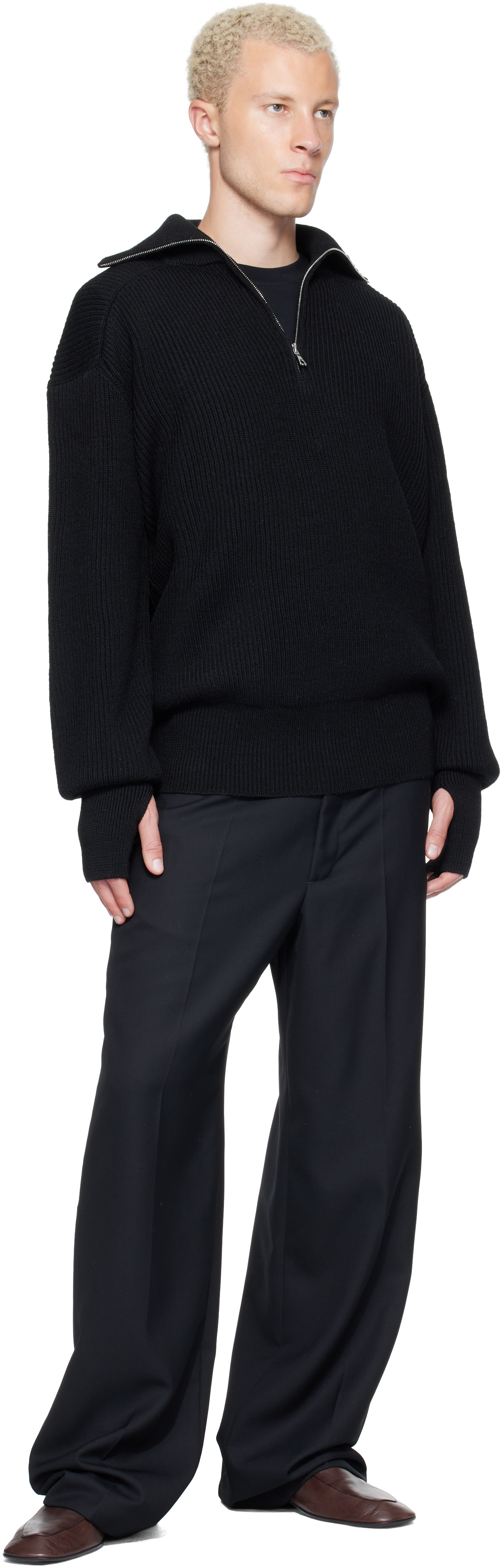 Rier - Black Halfzip Utility Sweater