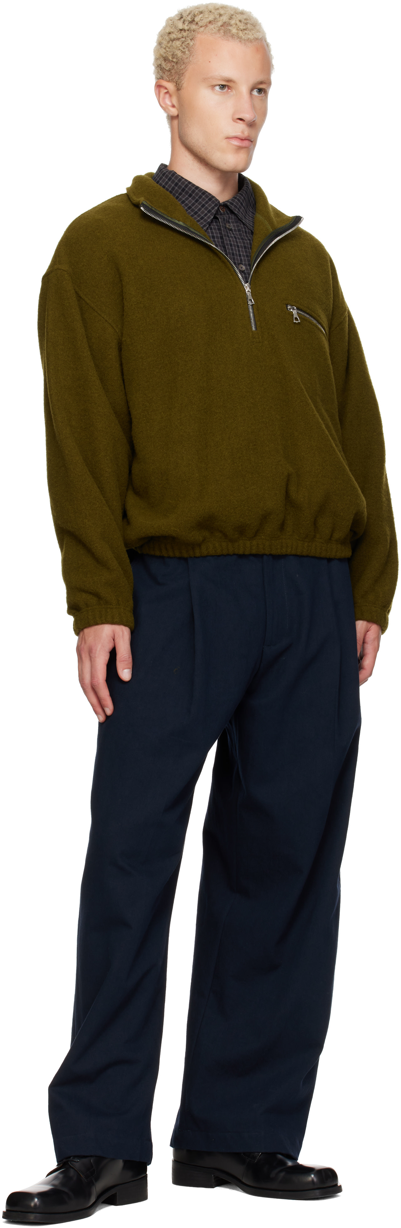 Rier - Pull kaki en molleton polaire