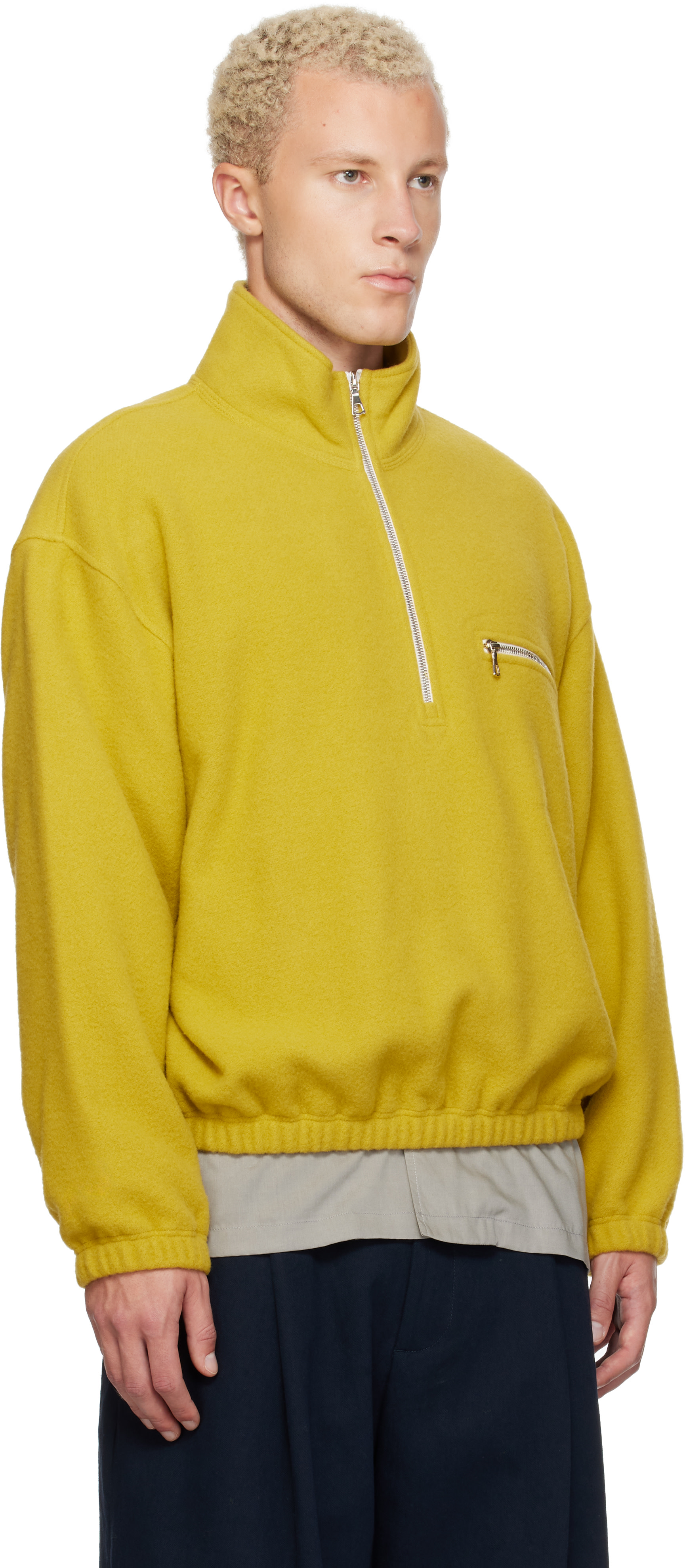 Rier - Pull jaune en molleton polaire