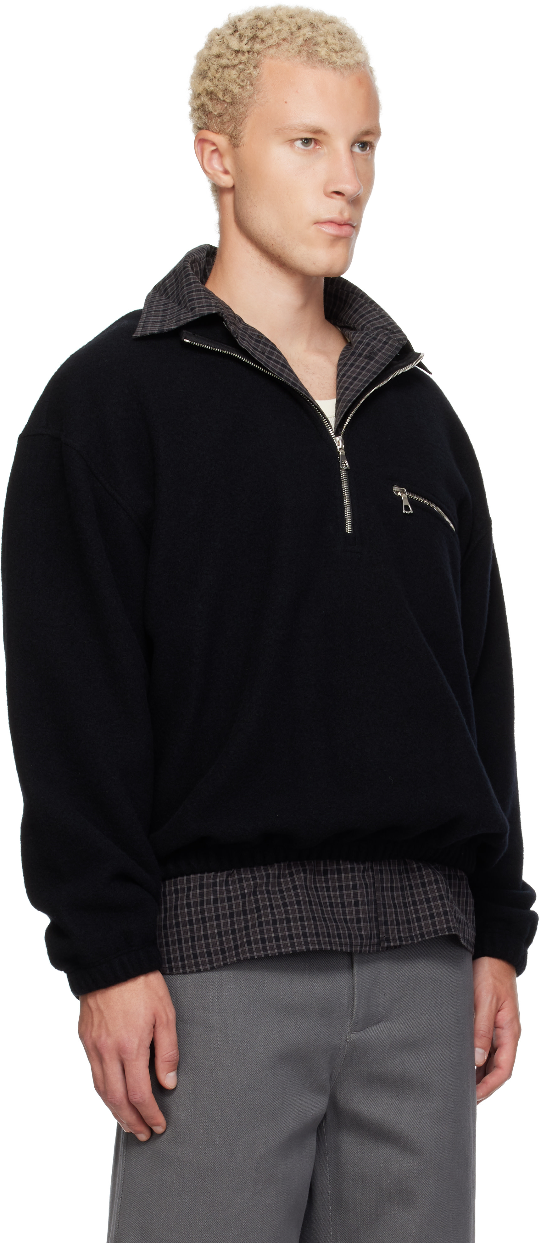 Rier - Pull noir en molleton polaire