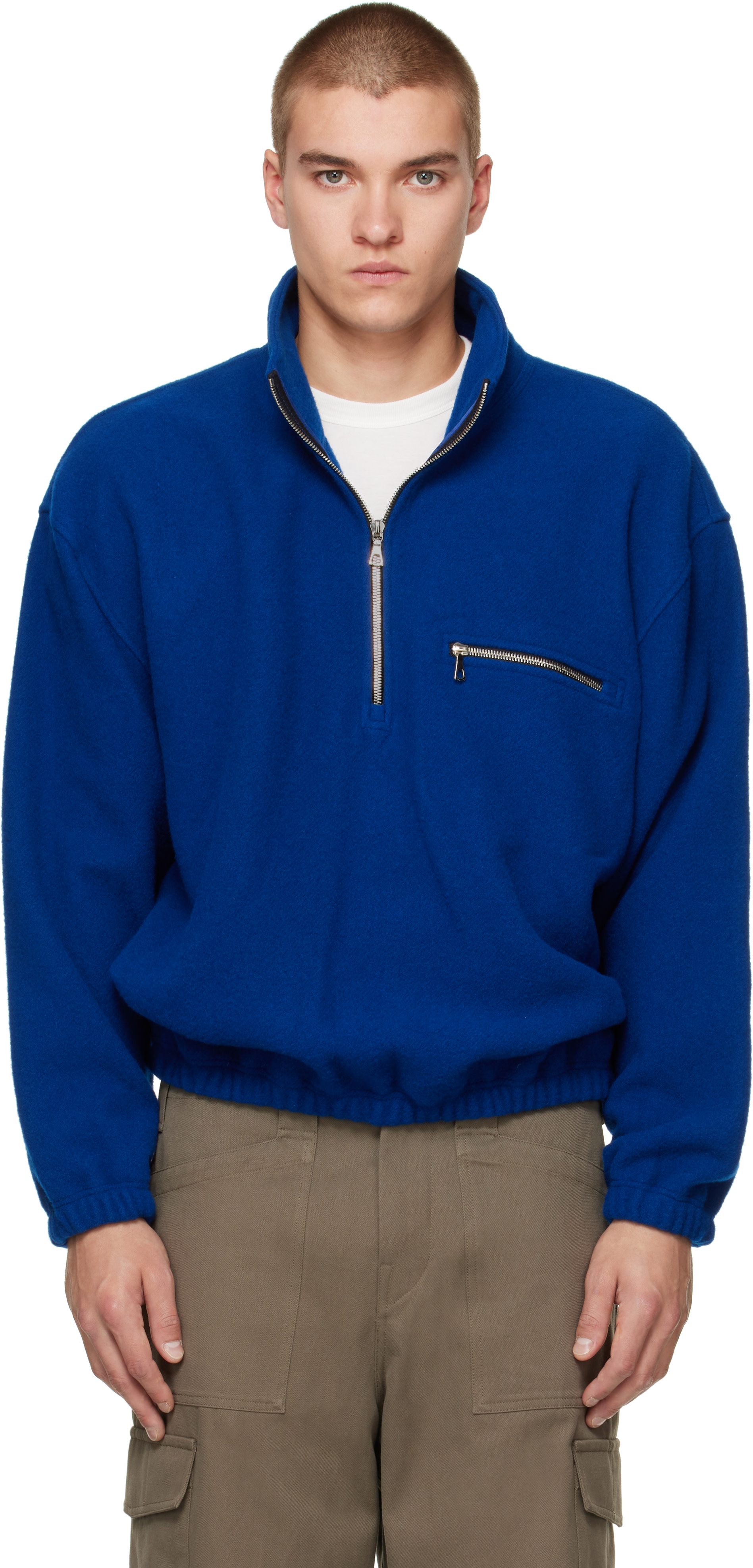 Rier - Blouson bleu en molleton
