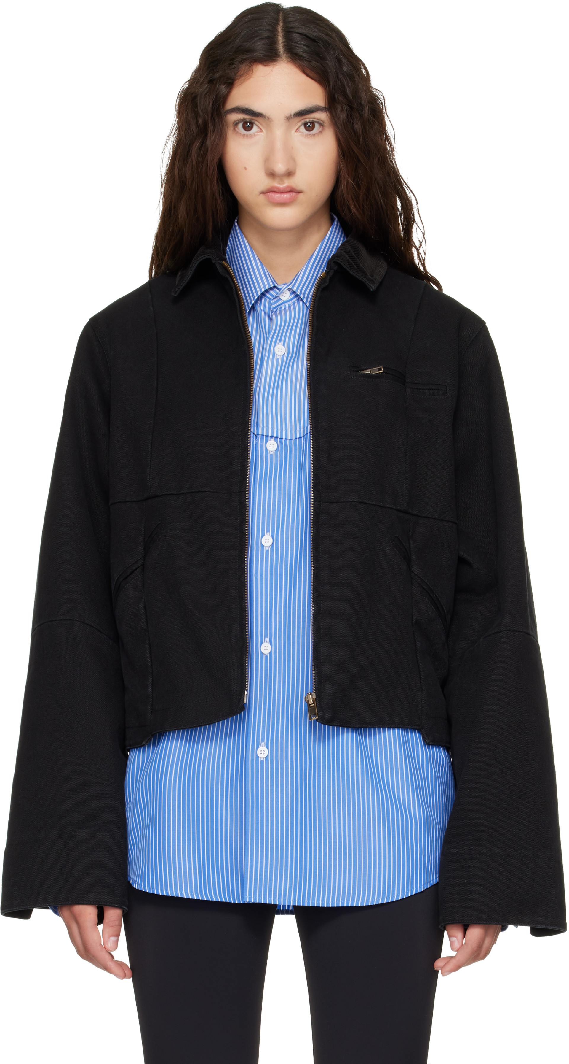 VETEMENTS - Blouson de travail noir à assemblage à panneaux