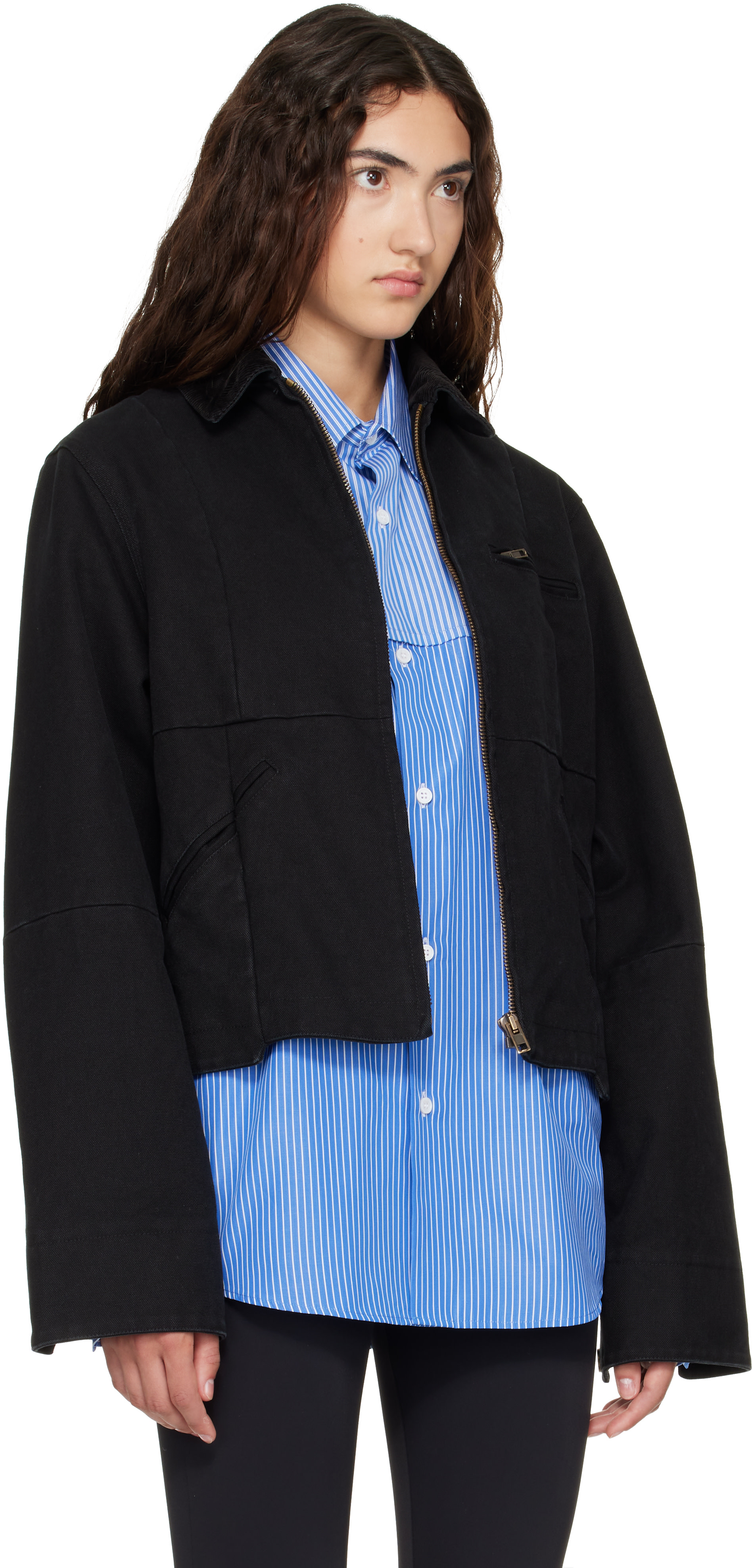 VETEMENTS - Blouson de travail noir à assemblage à panneaux