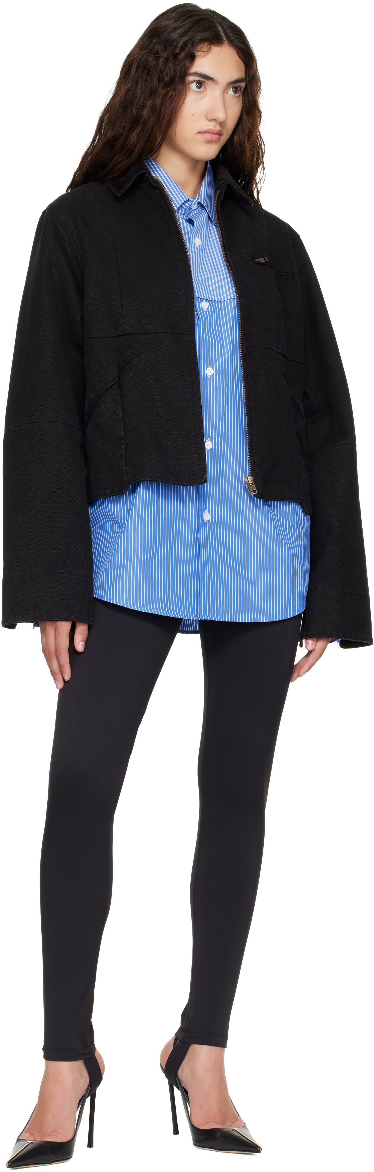 VETEMENTS - Blouson de travail noir à assemblage à panneaux