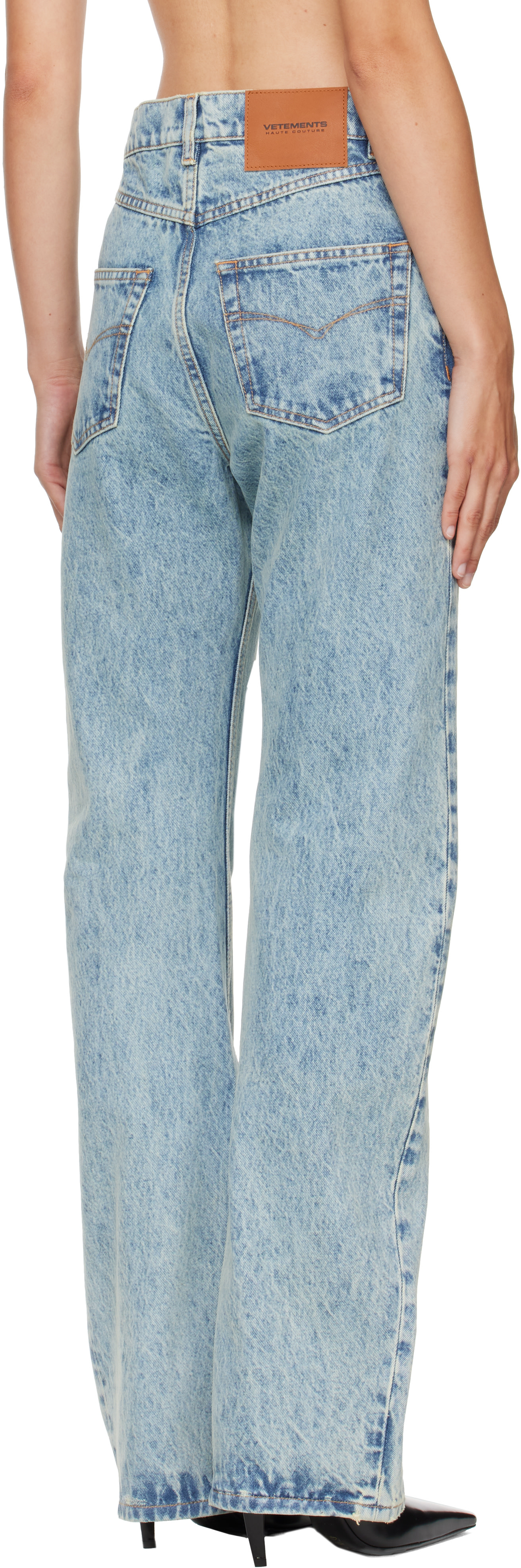VETEMENTS - Jean bleu à logo brodé