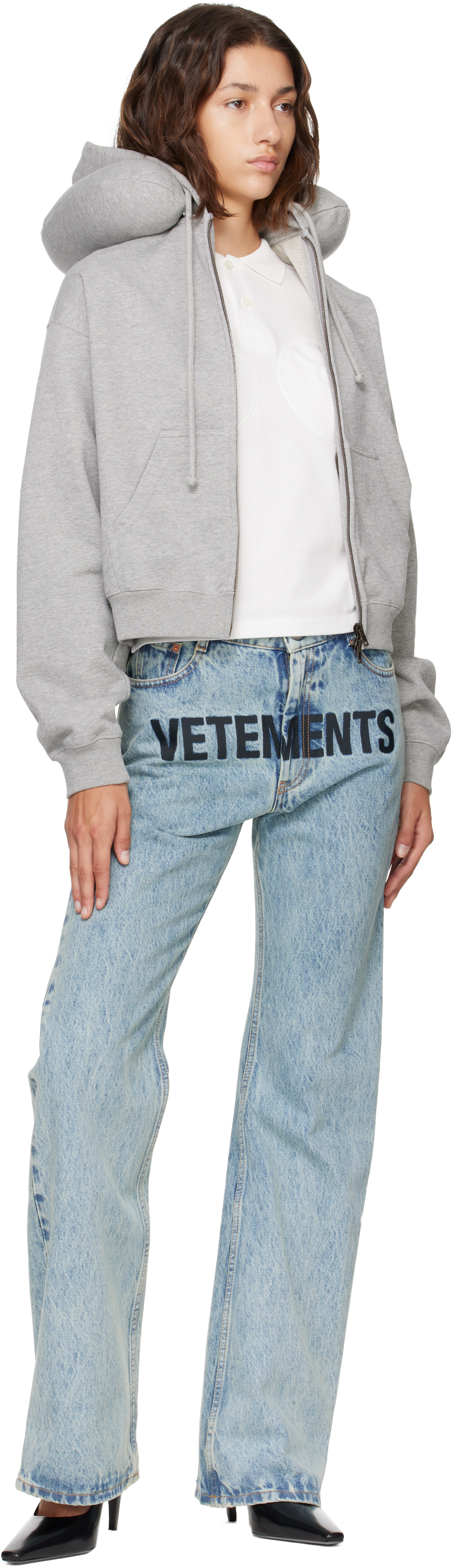 VETEMENTS - Jean bleu à logo brodé