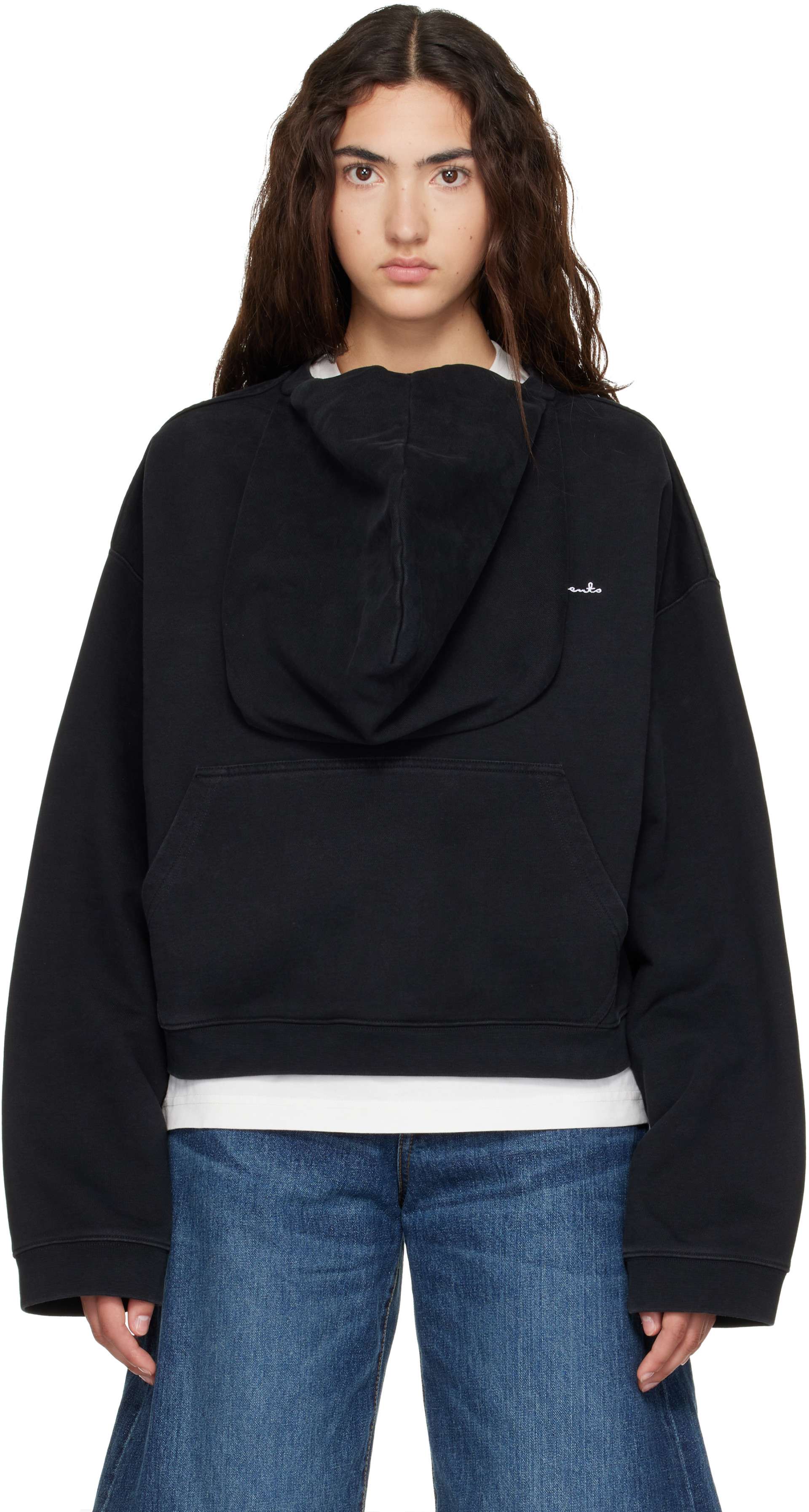 VETEMENTS - Pull à capuche noir à logo