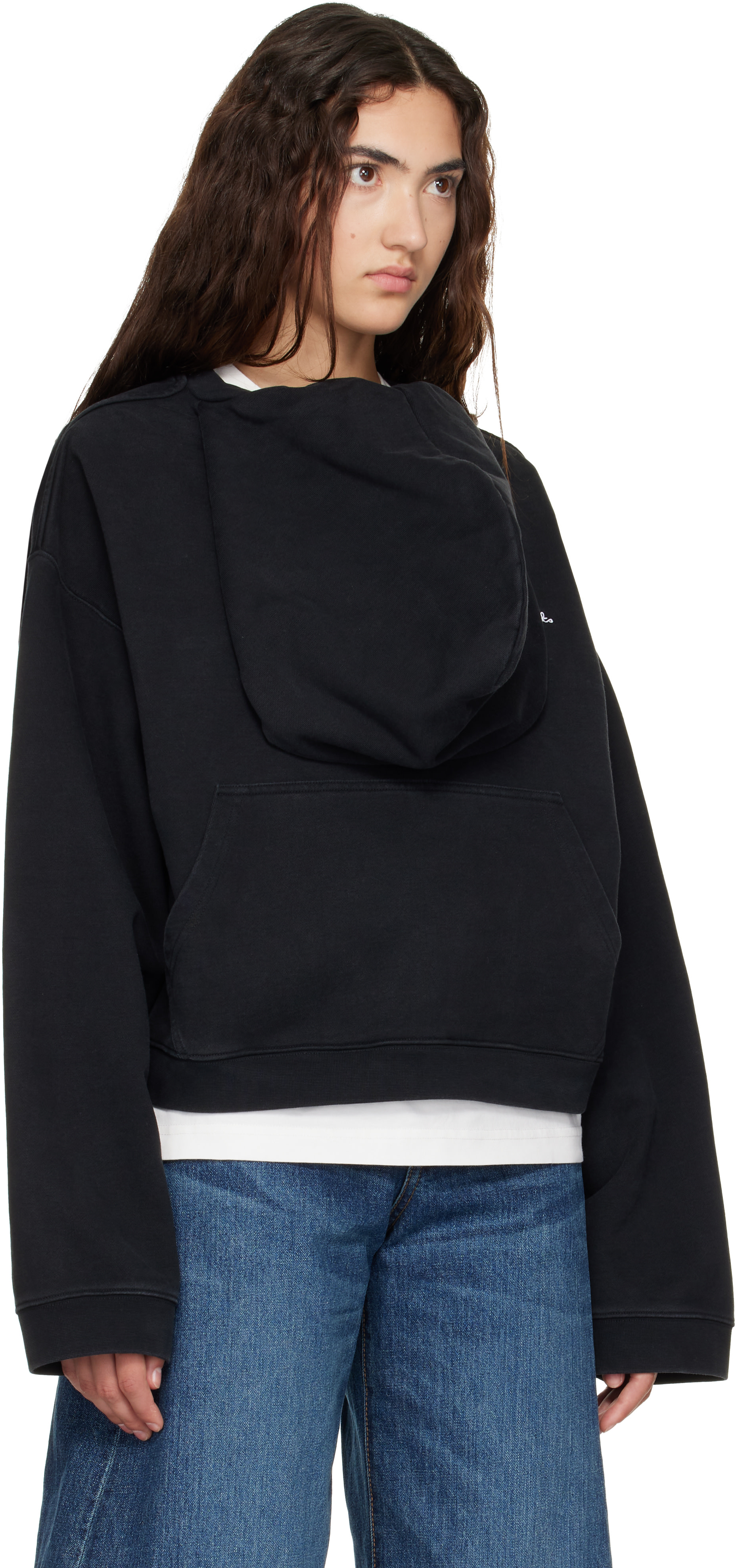 VETEMENTS - Pull à capuche noir à logo