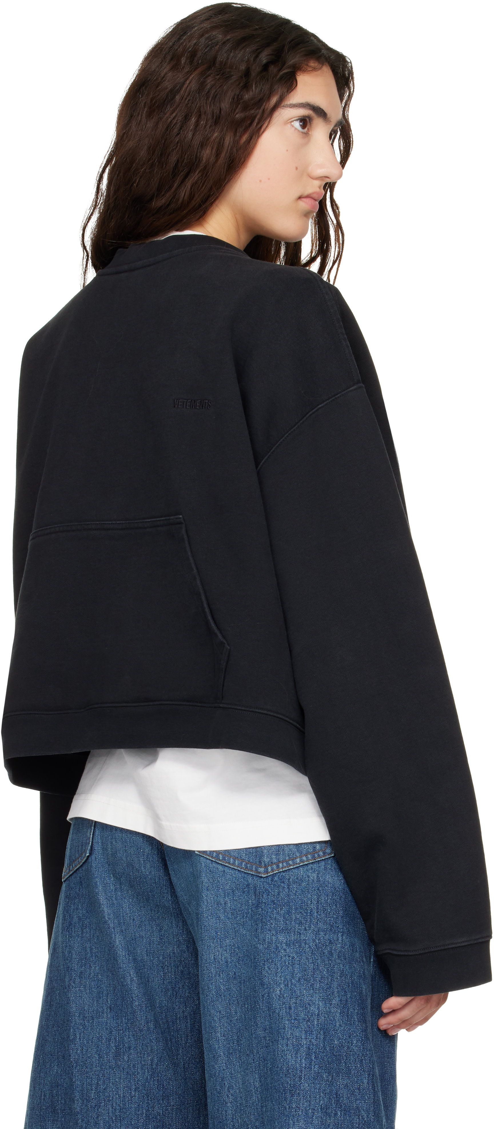VETEMENTS - Pull à capuche noir à logo