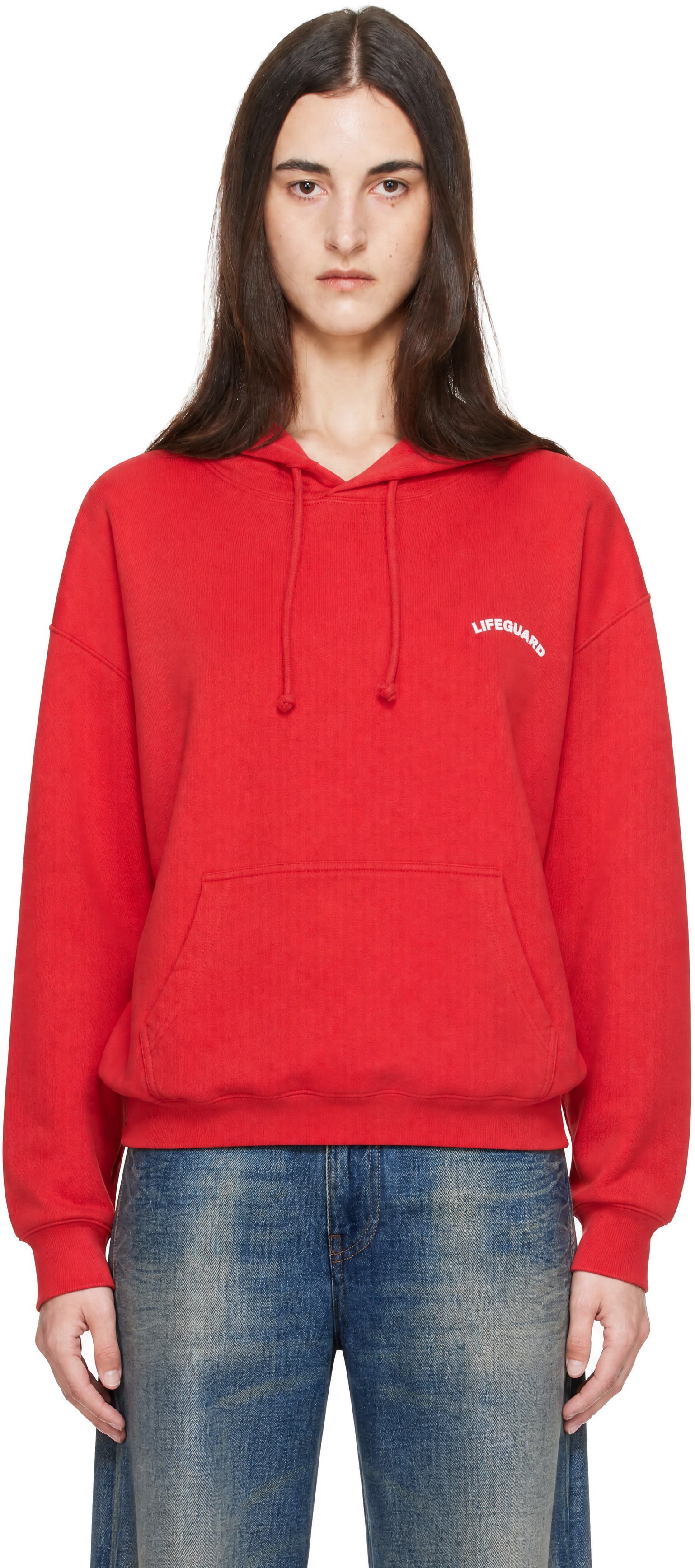 VETEMENTS - Pull à capuche surdimensionné Lifeguard rouge