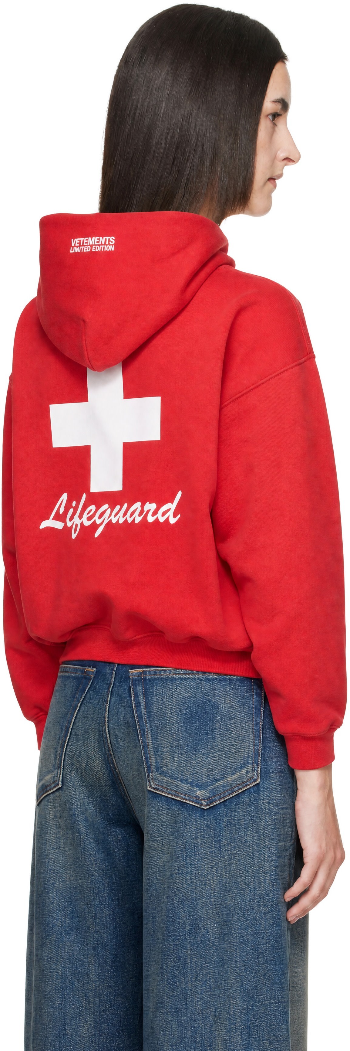 VETEMENTS - Pull à capuche surdimensionné Lifeguard rouge