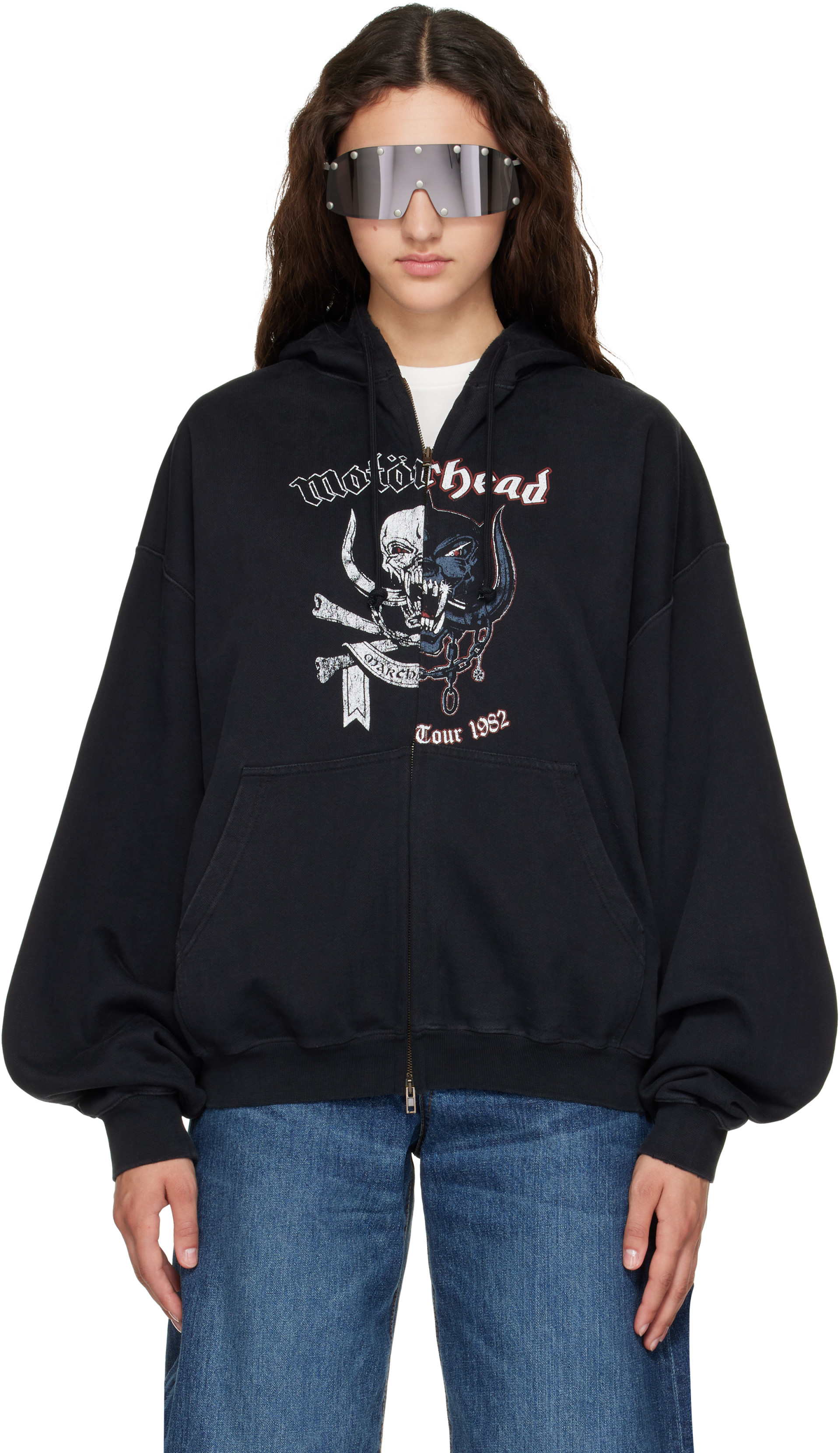 VETEMENTS - Pull à capuche noir à glissière édition Motörhead