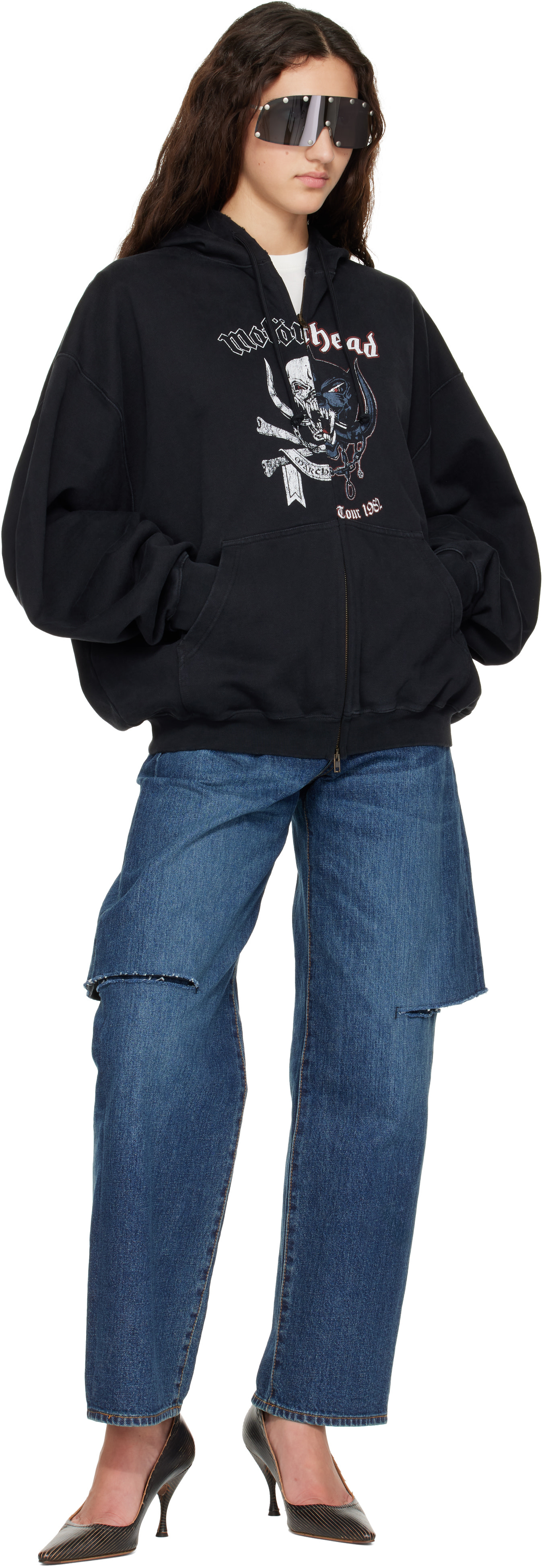 VETEMENTS - Pull à capuche noir à glissière édition Motörhead