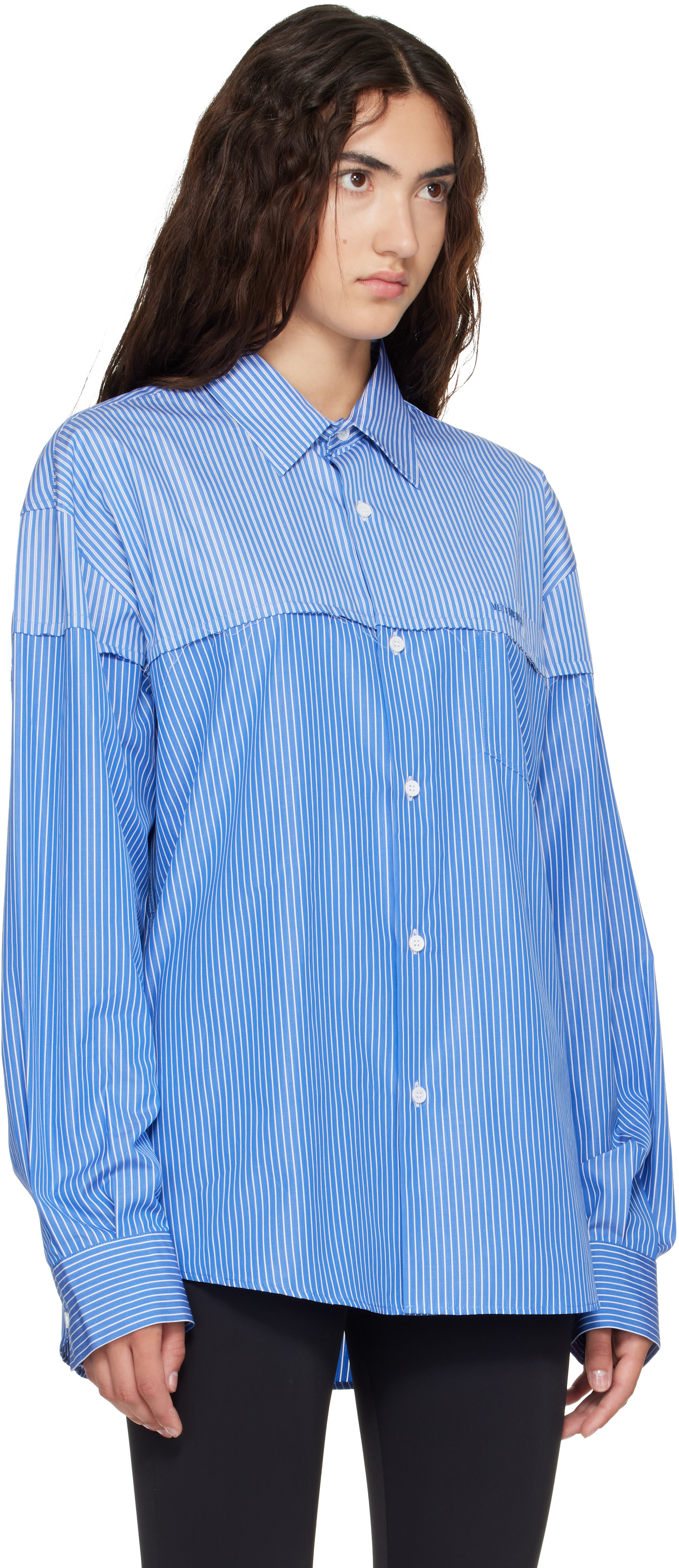 VETEMENTS - Chemise bleue à empiècements