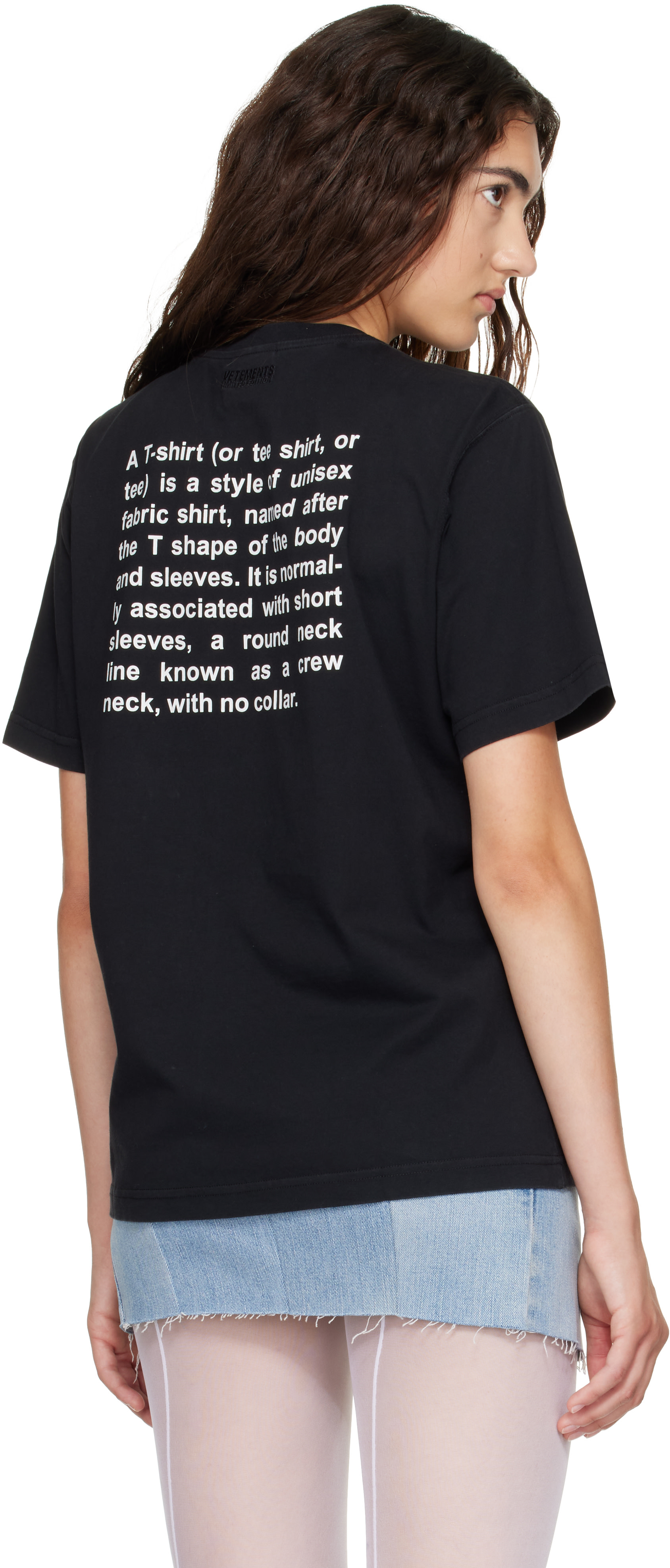 VETEMENTS Tシャツ　厚手 VETEMENTS: Black Oversized 'T-shirt Definition' T-shirt | SSENSE