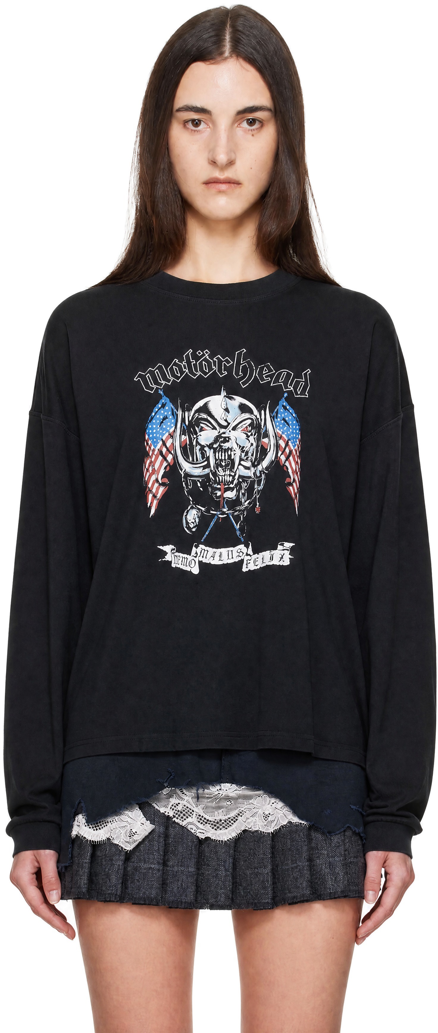 VETEMENTS: Black Motorhead Edition Flag Longsleeve T-shirt | SSENSE