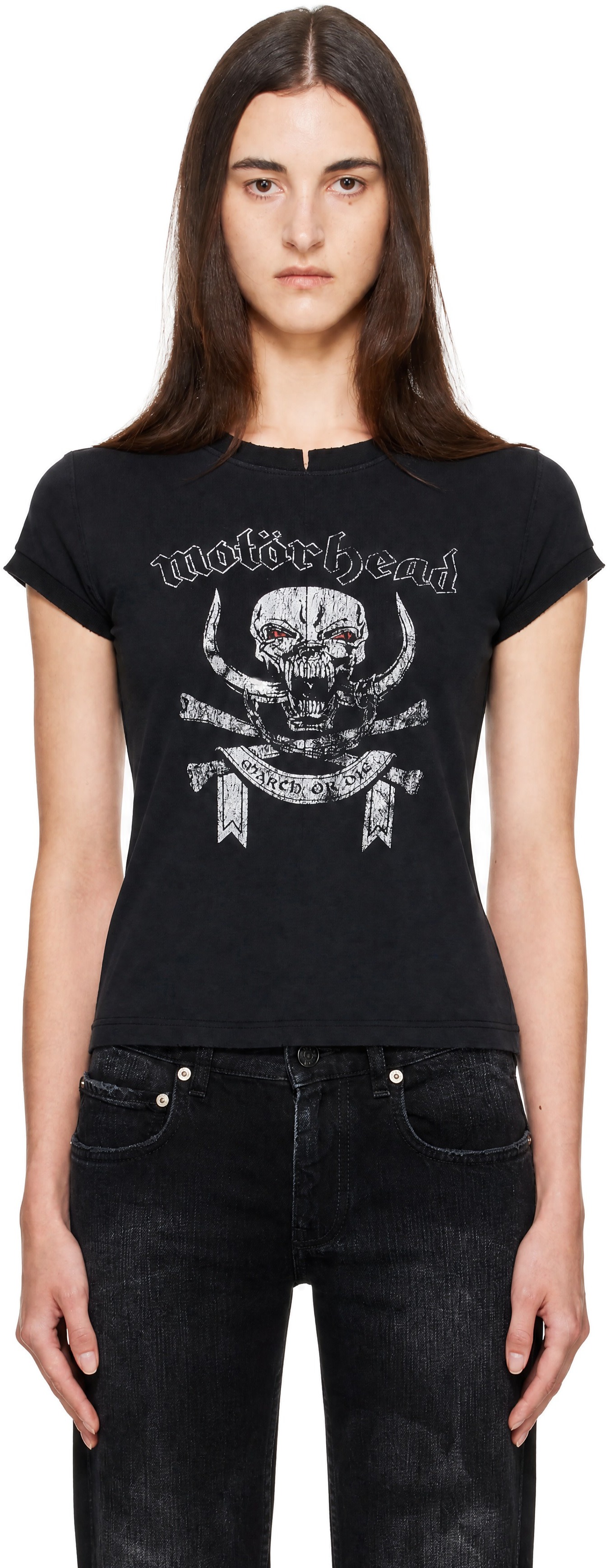 VETEMENTS: ブラック Motorheadエディション Skull カットアップ