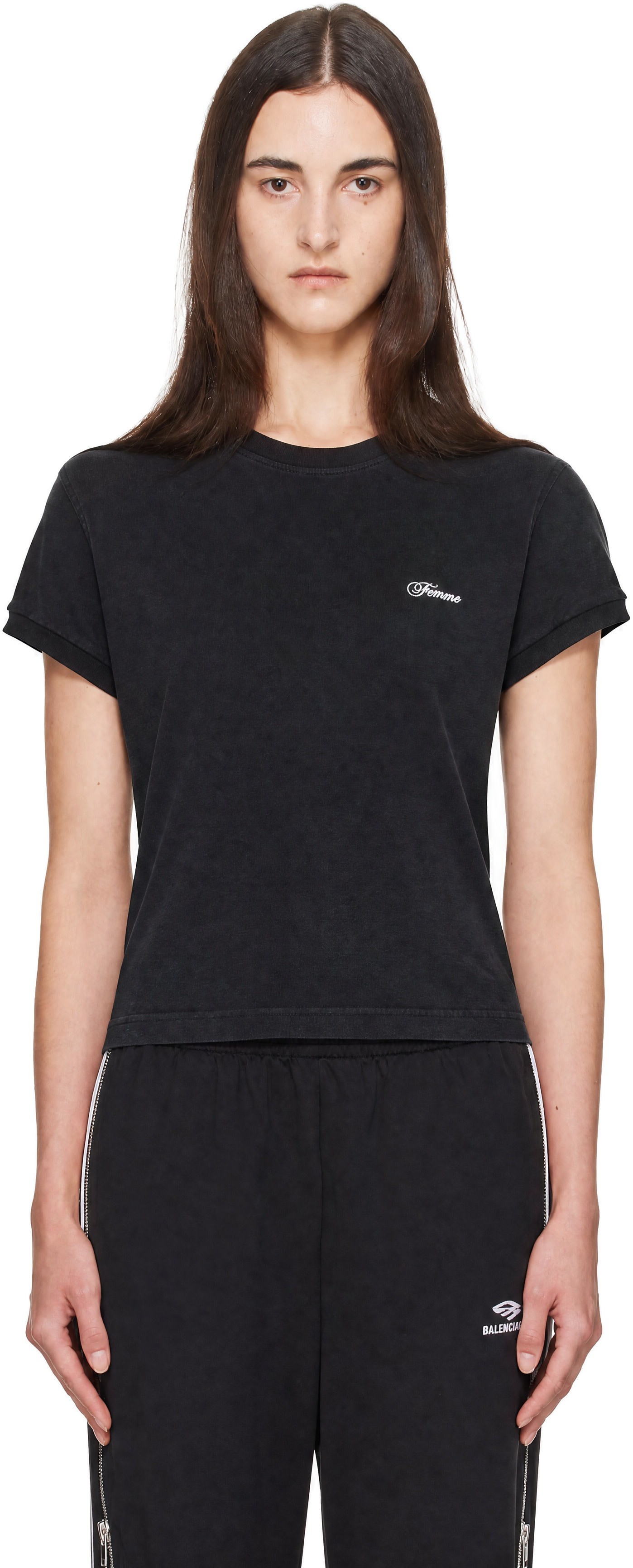 VETEMENTS: Black 'Femme' Fitted T-shirt | SSENSE