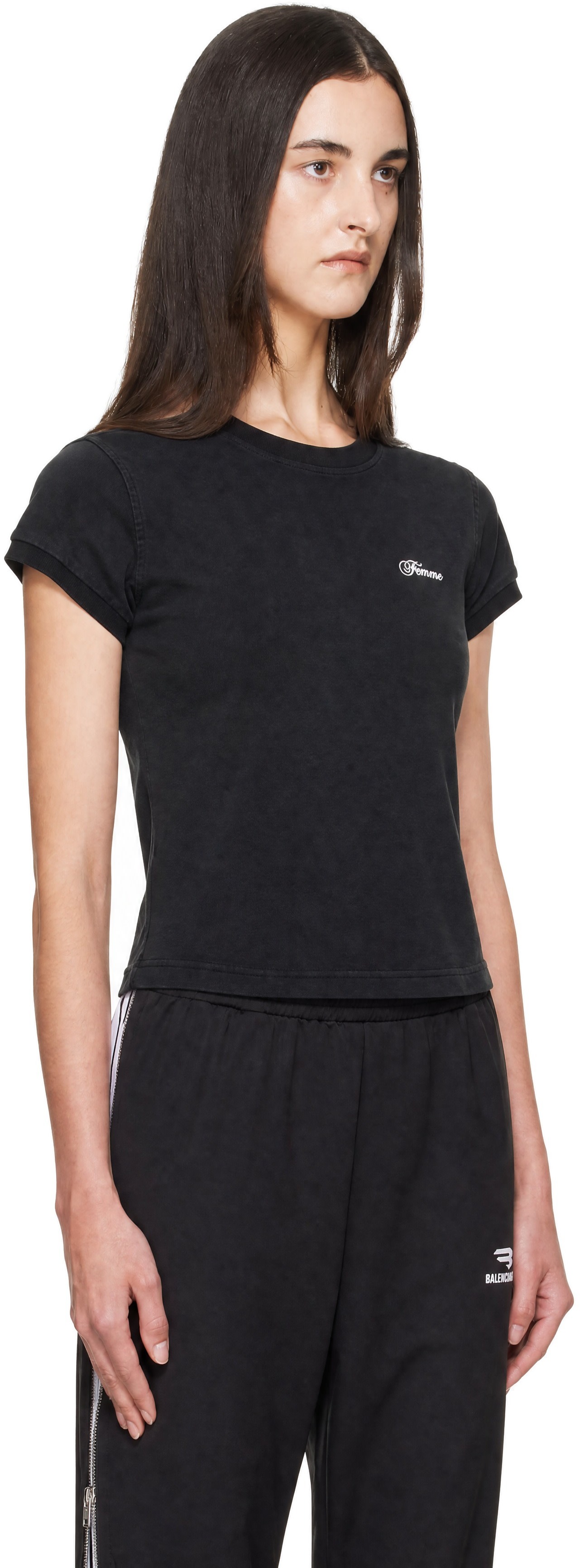 VETEMENTS: Black 'Femme' Fitted T-shirt | SSENSE