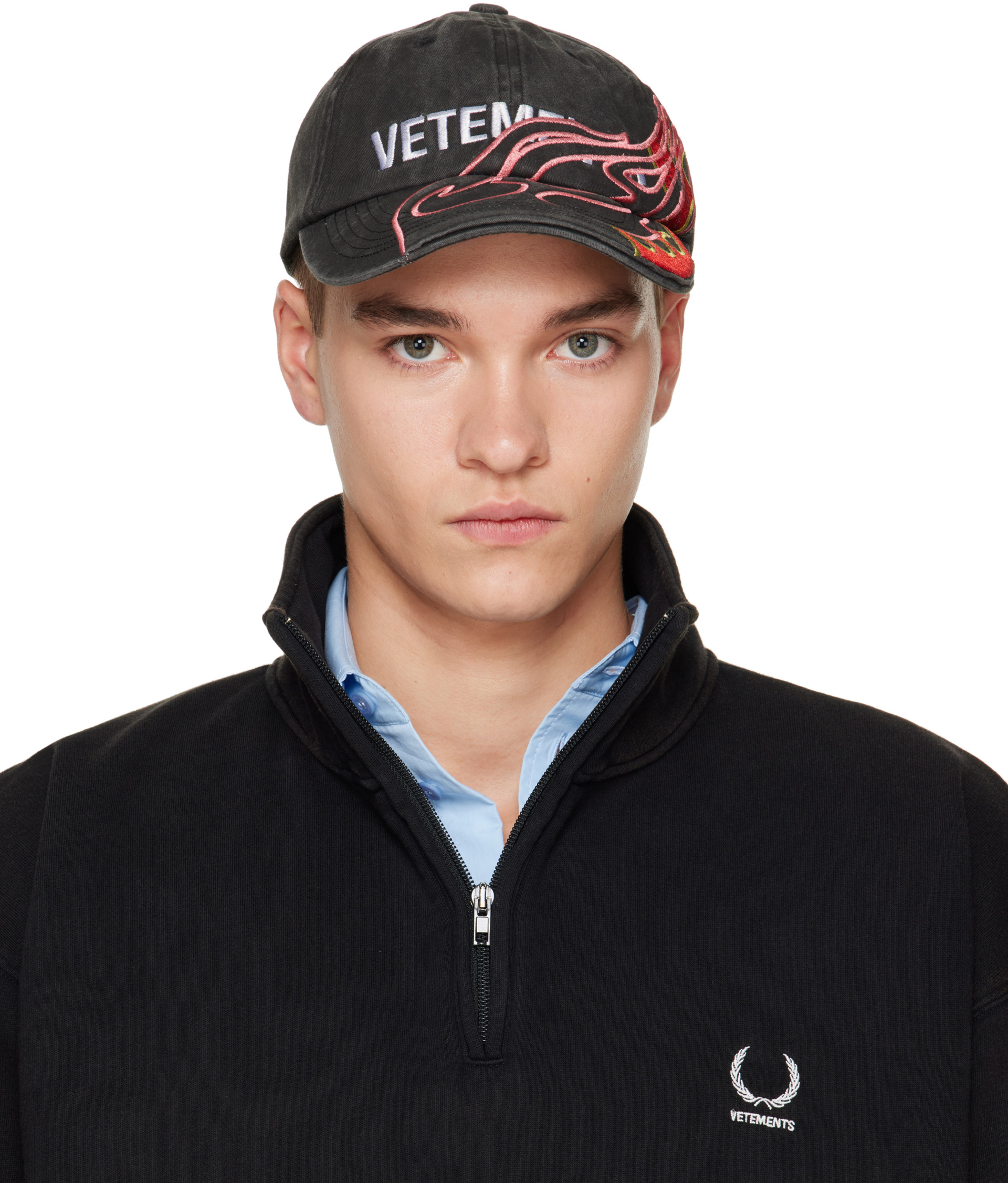 VETEMENTS - 黑色 Flame Logo 棒球帽
