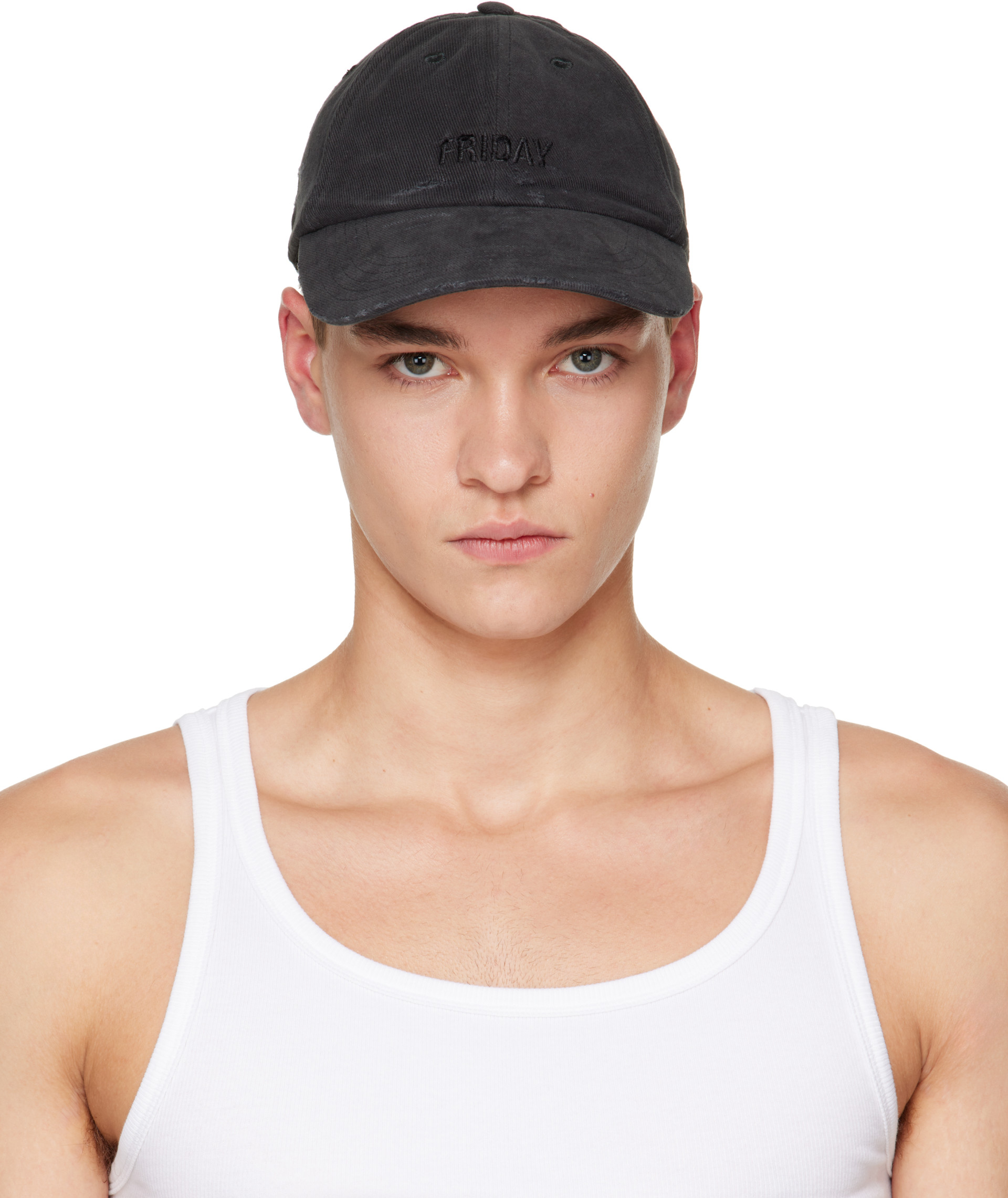 VETEMENTS - Black 'Friday' Distressed Cap
