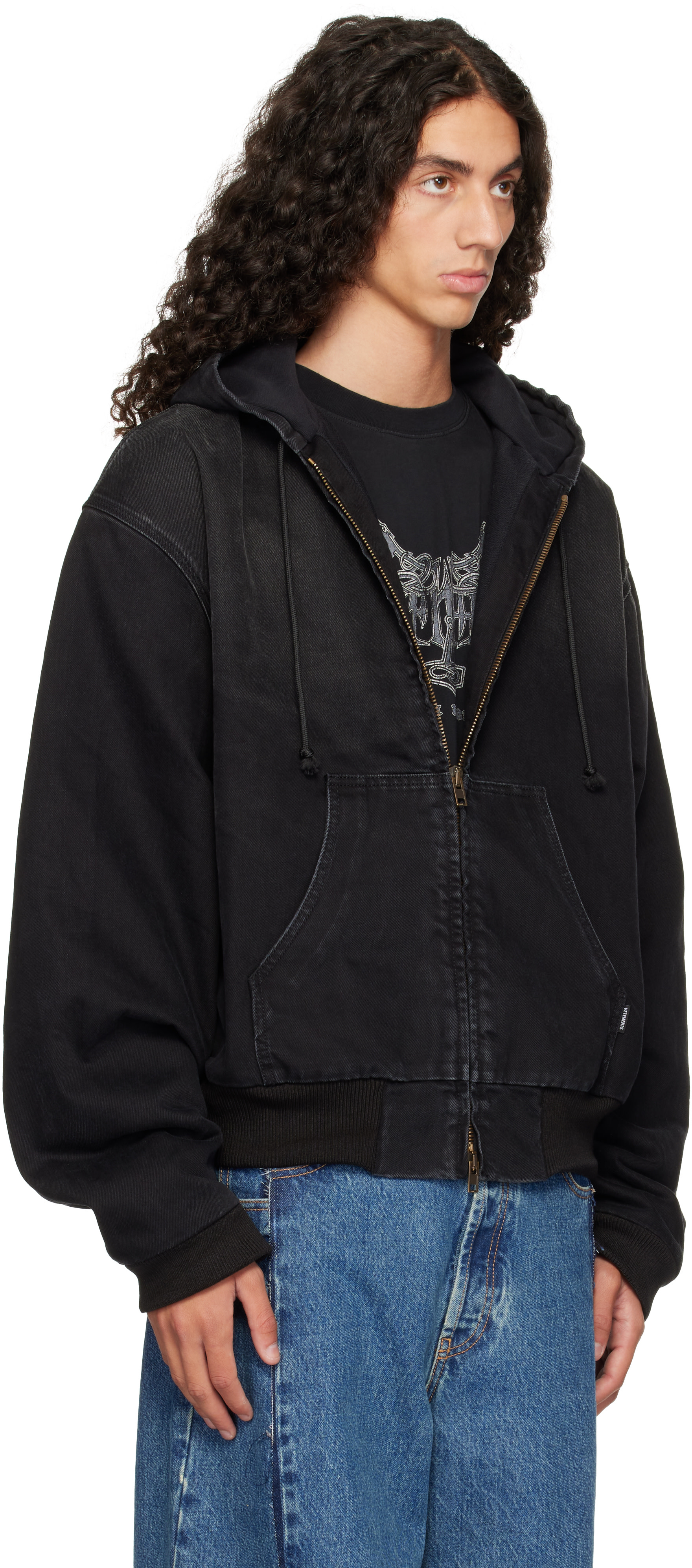 VETEMENTS - Black Denim Workwear Bomber Jacket