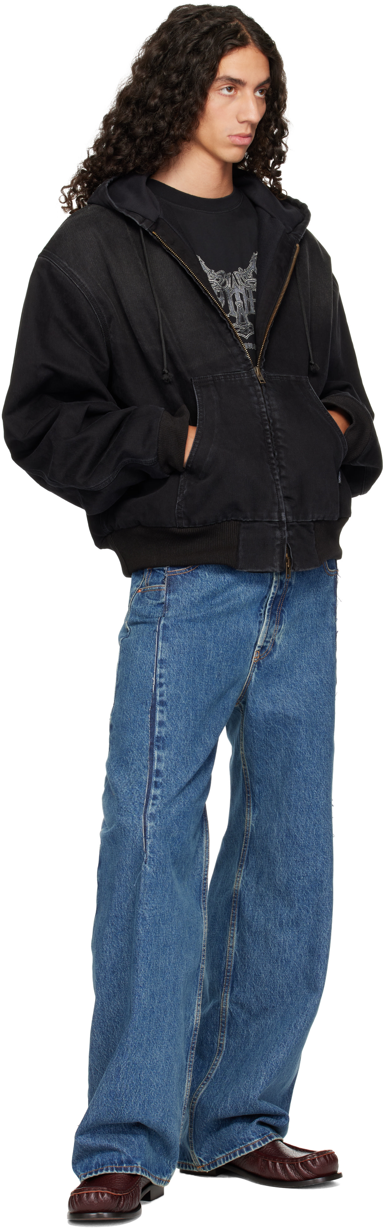 VETEMENTS - Black Denim Workwear Bomber Jacket