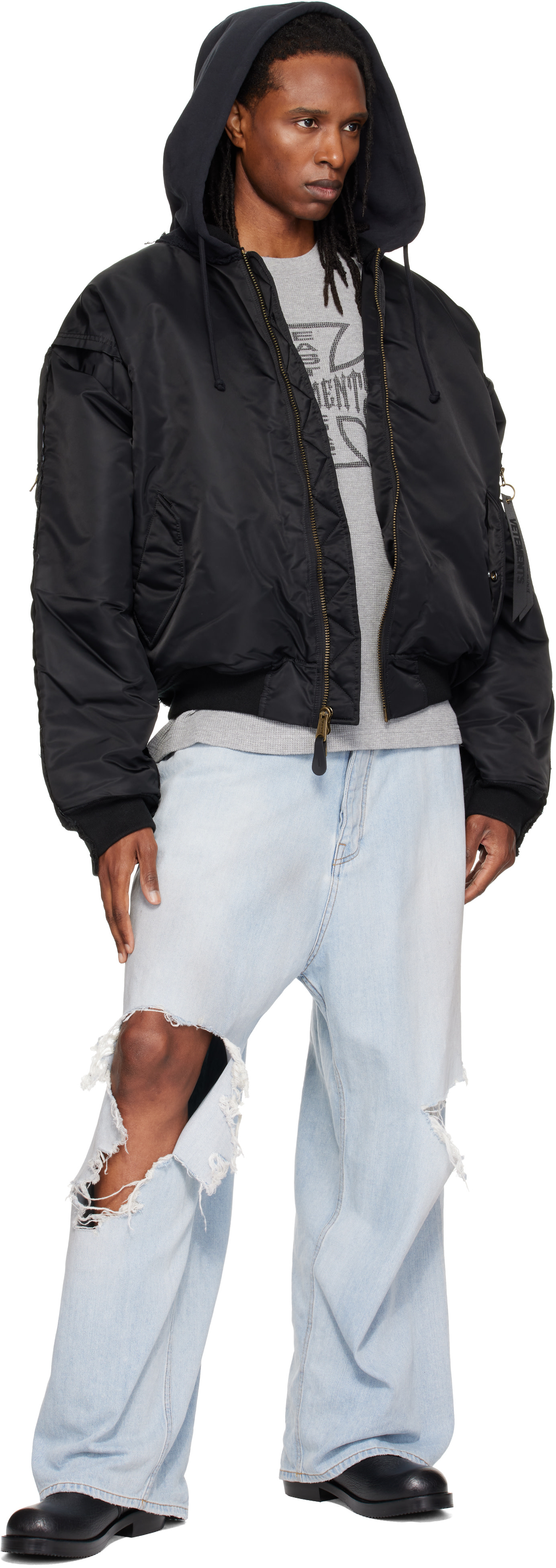 VETEMENTS - Black Reconstructed Bomber Jacket