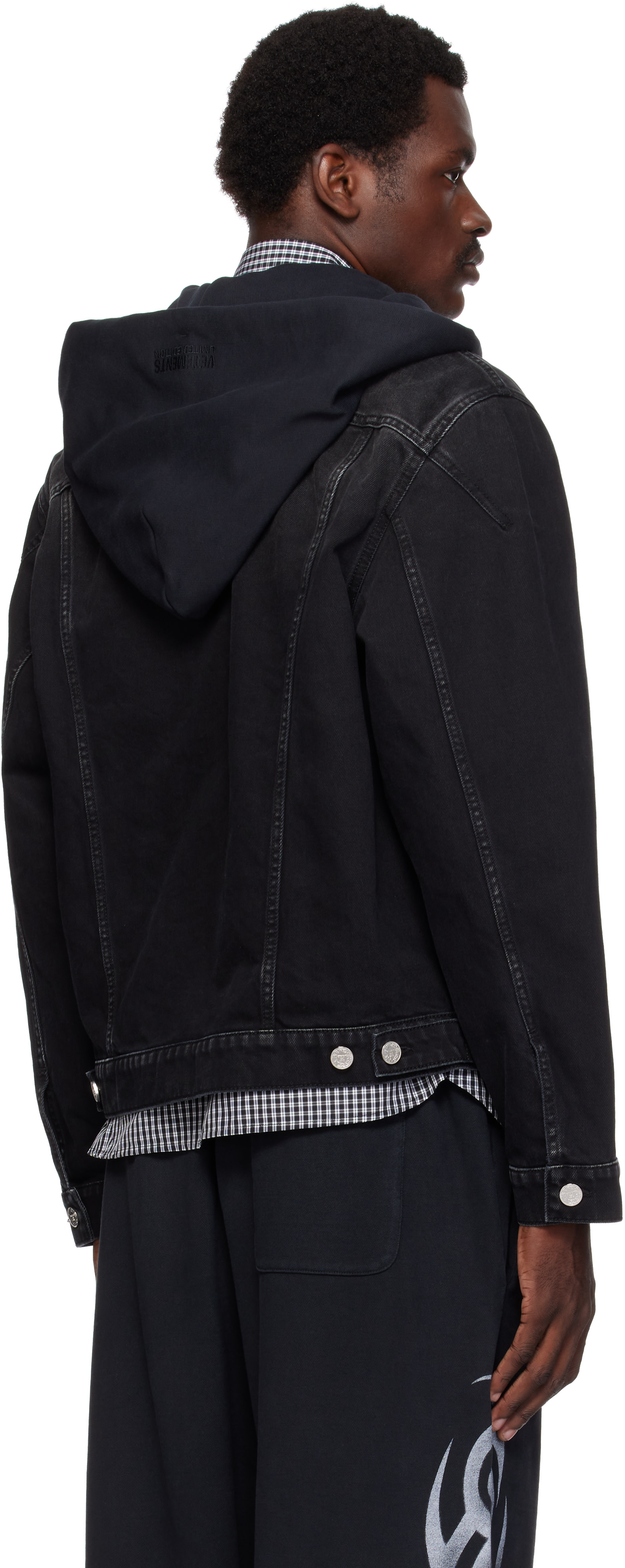VETEMENTS - ブラック Detachable Hood デニムジャケット