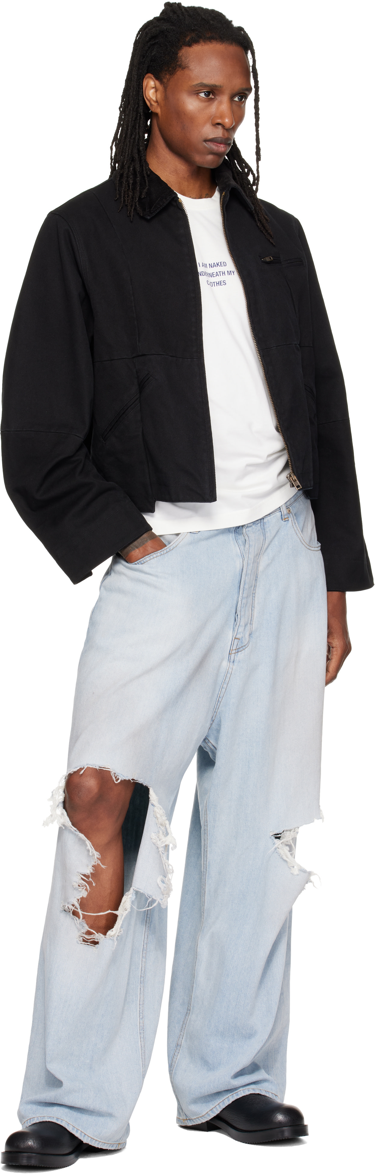 VETEMENTS - Black Cut-Up Workwear Jacket