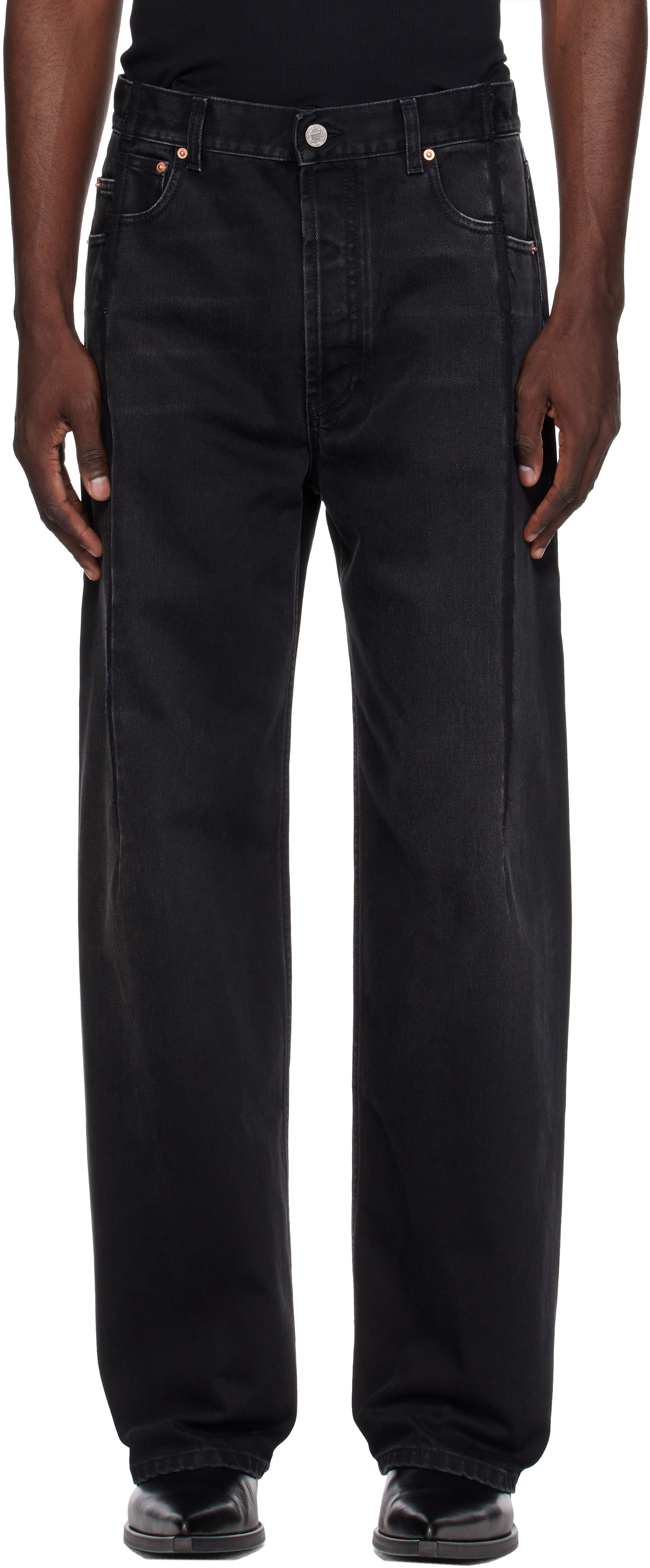 VETEMENTS - Black Pinched Cut-Up Jeans