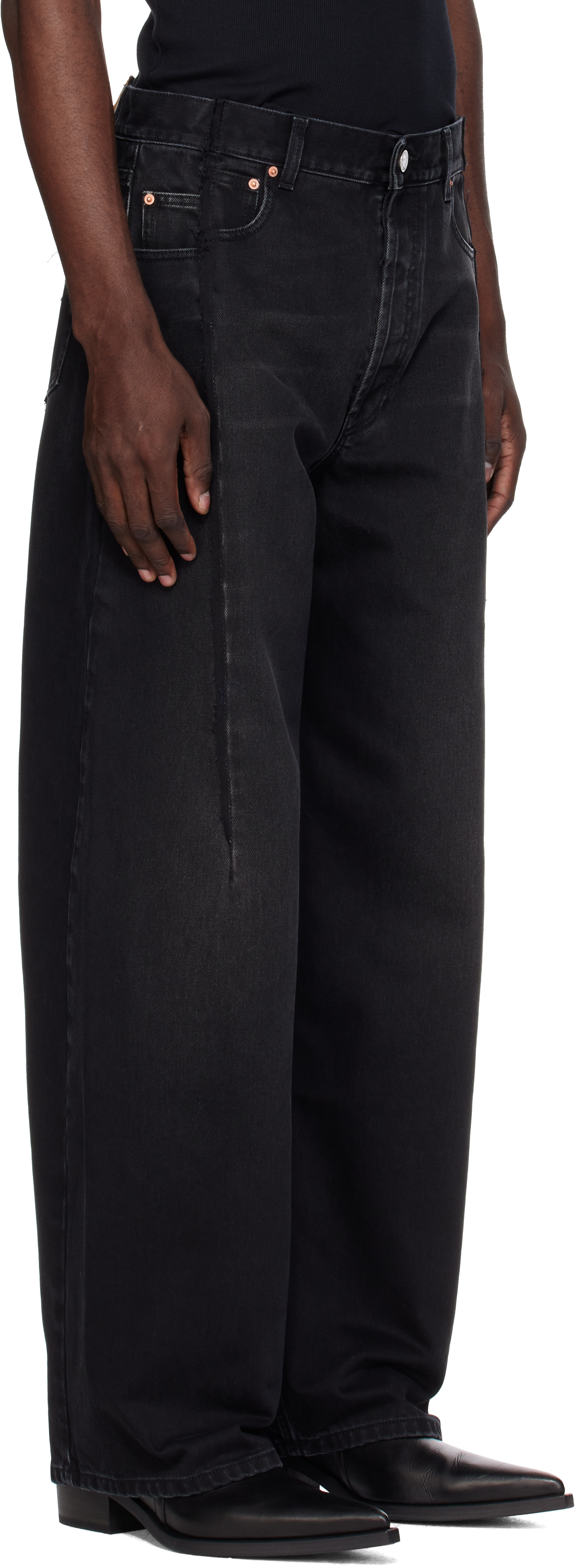 VETEMENTS - Black Pinched Cut-Up Jeans