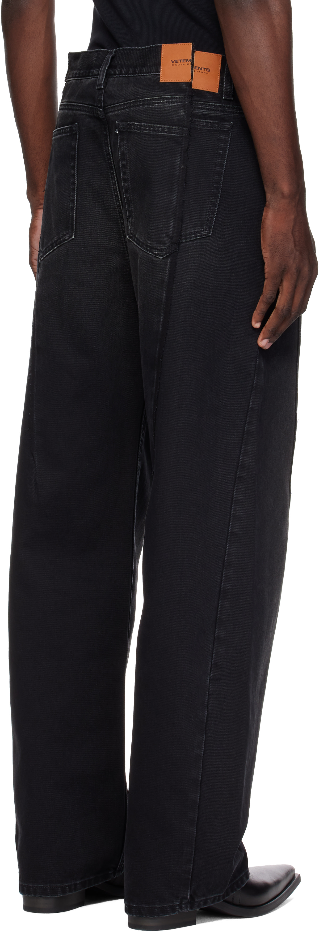 VETEMENTS - Black Pinched Cut-Up Jeans