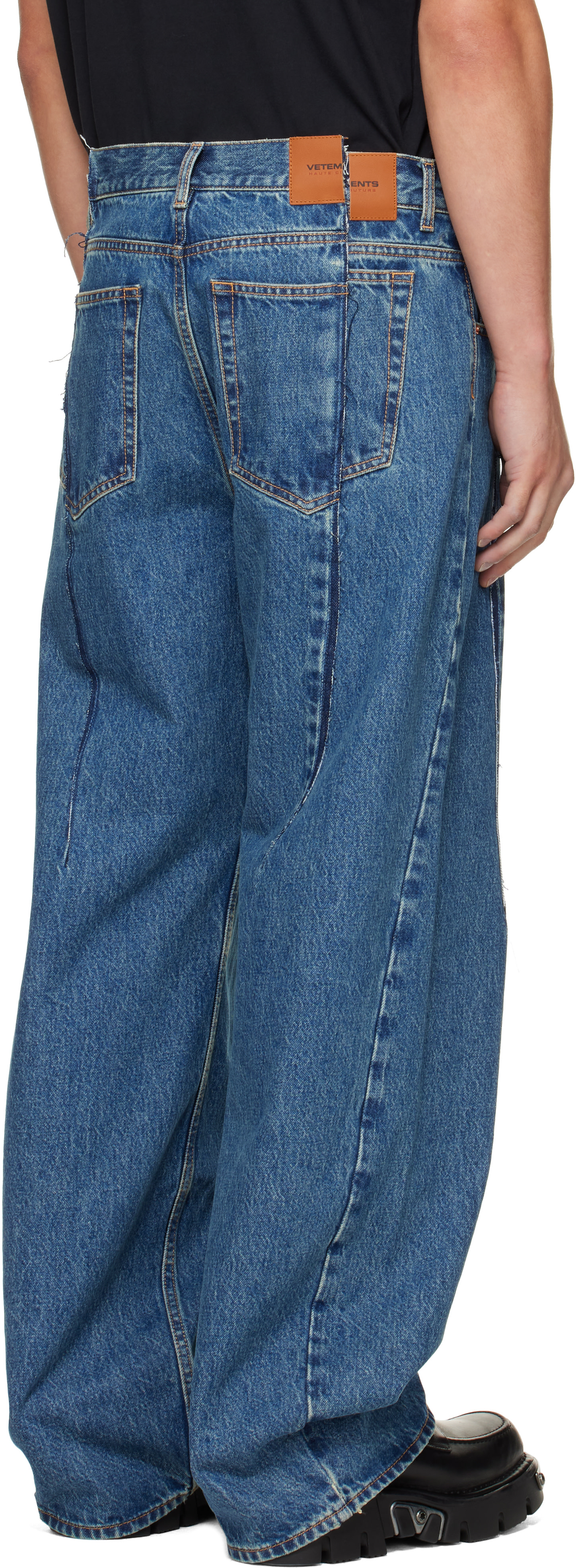 VETEMENTS - 블루 코튼 컷 업 데님 진