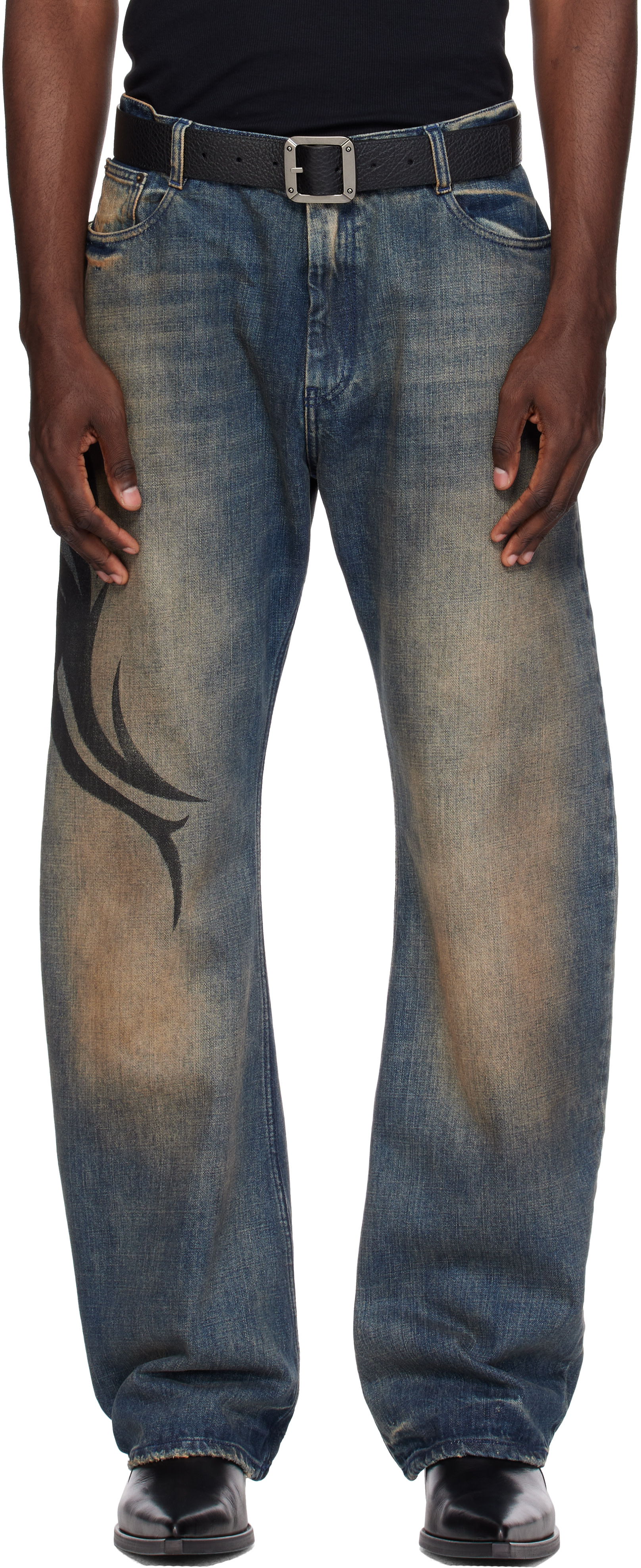 VETEMENTS - Blue Graffiti O-Leg Jeans