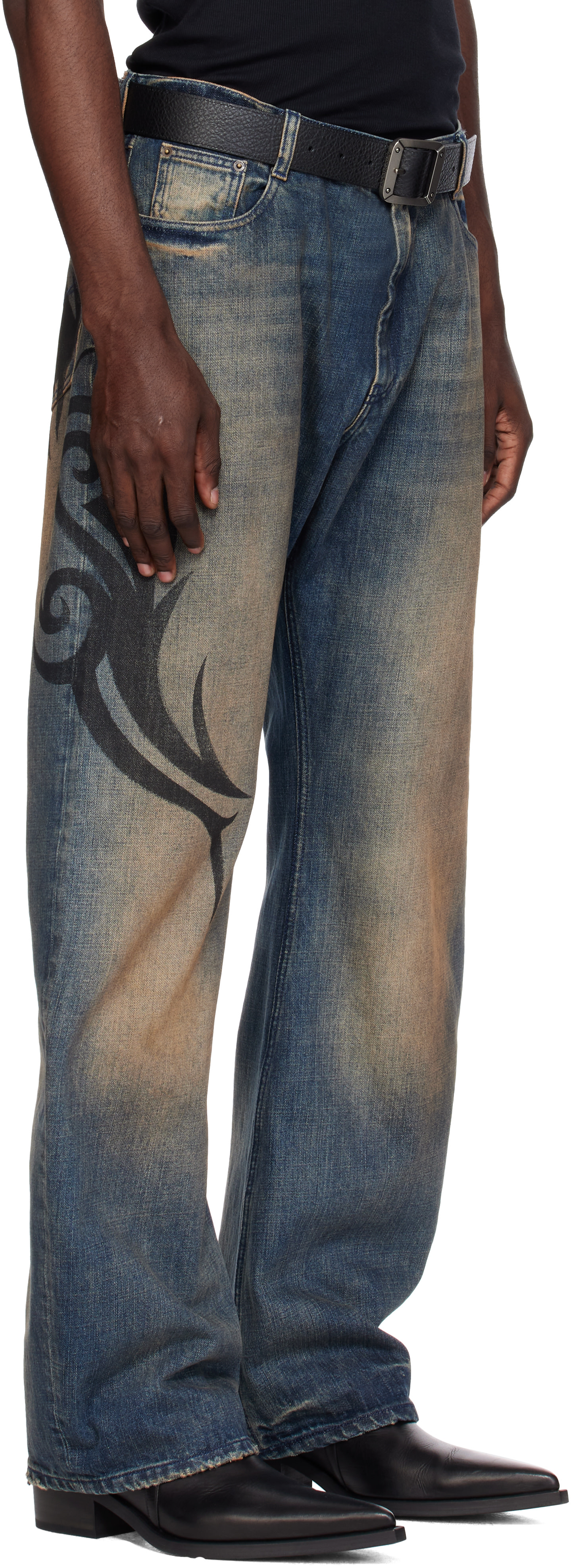 VETEMENTS - Blue Graffiti O-Leg Jeans